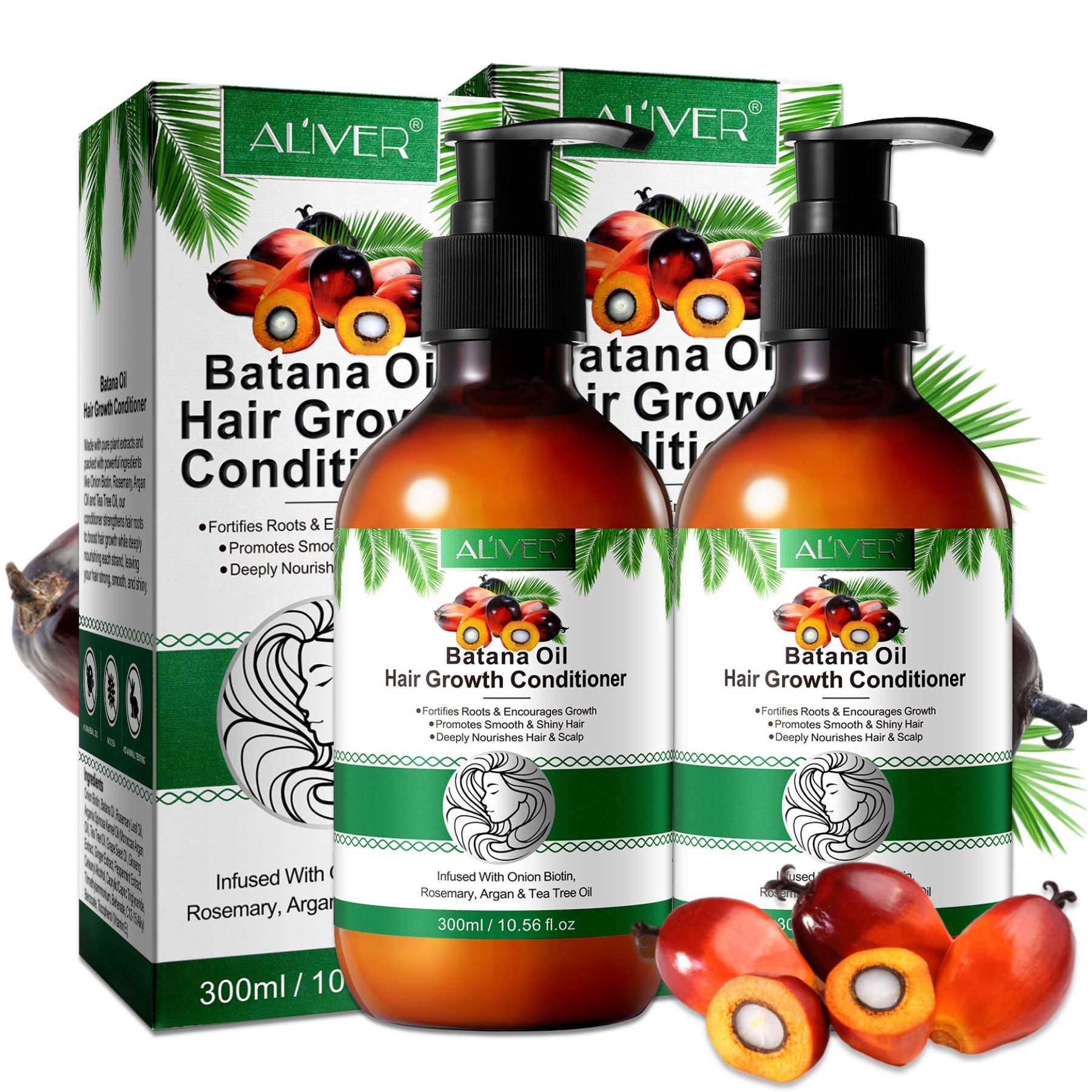 ALIVER Haarspülung Haar Conditioner Batana Rosmarin Öl Haarpflege Haarwachstum, 2-tlg., Anti-Frizz, Entwirrend, Feuchtigkeitsspendend