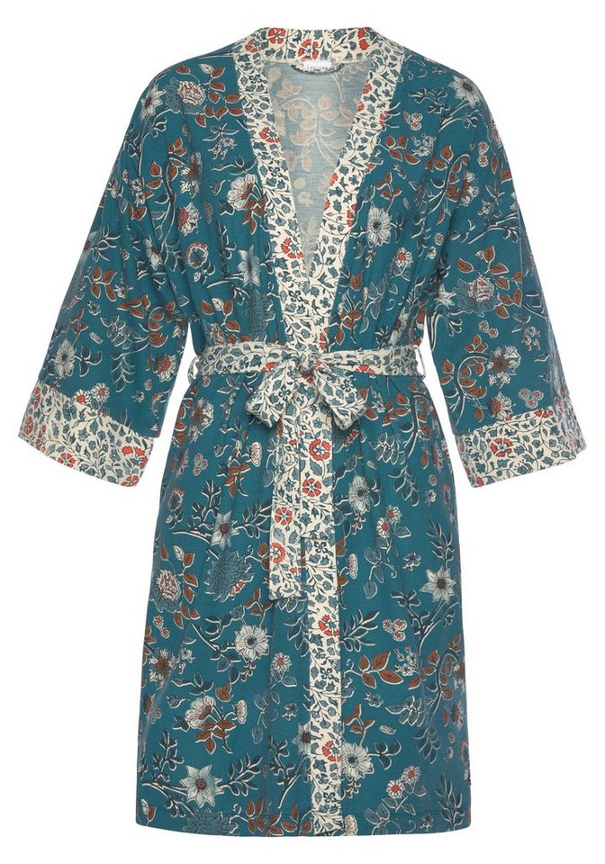 LASCANA Kimono, Kurzform, Jersey, Kimono-Kragen, Gürtel, mit Blumen  Allover-Druck