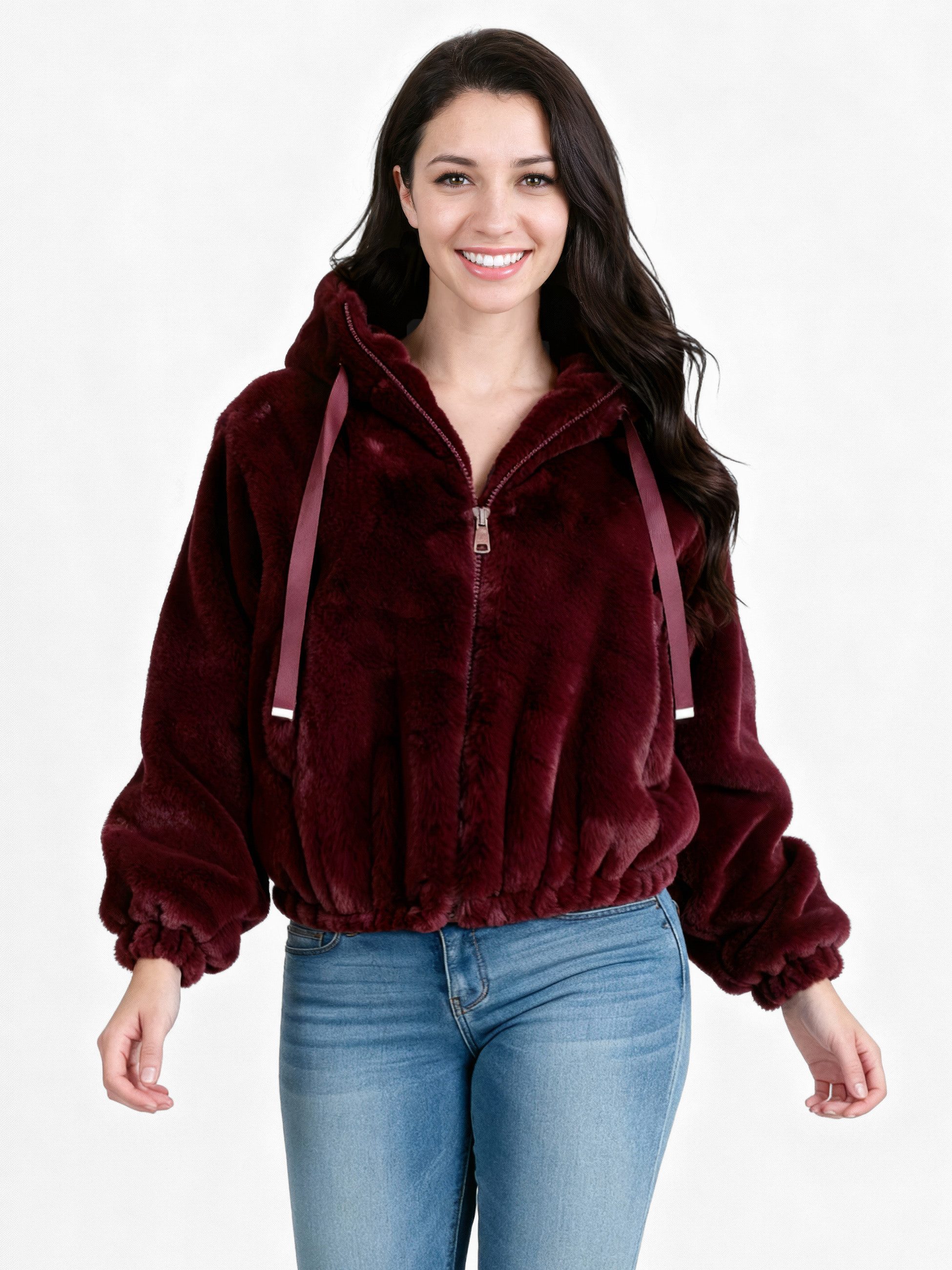 PEKIVESSA Fellimitatjacke Gefütterte Kapuzenjacke aus Kunstfell günstig online kaufen