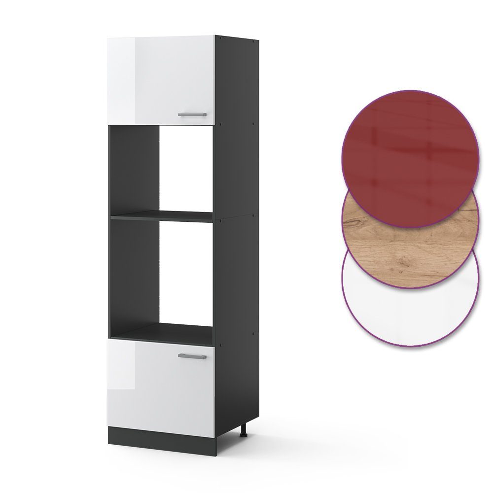Vicco Mikrowellenumbauschrank R-Line, Weiß Hochglanz/Anthrazit, 60 cm (1-St) – Bild 5 von 5