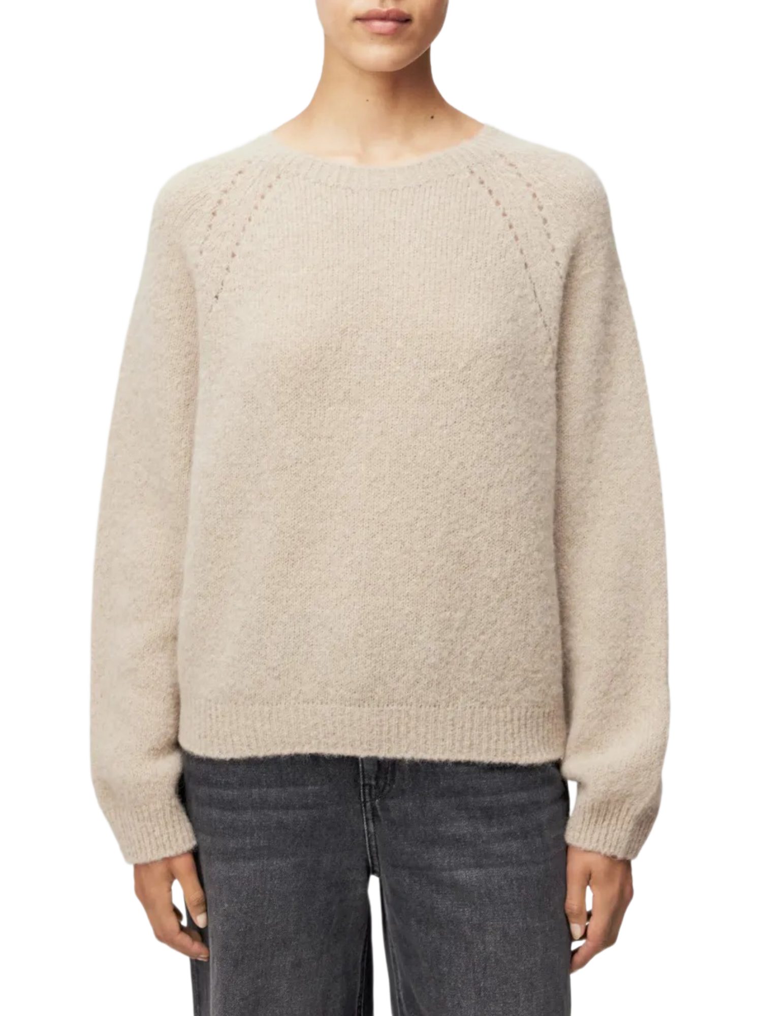 Drykorn Strickpullover natur,Casual,Alpaka,Unifarben,Rundhals,Lang,Relaxed Fit