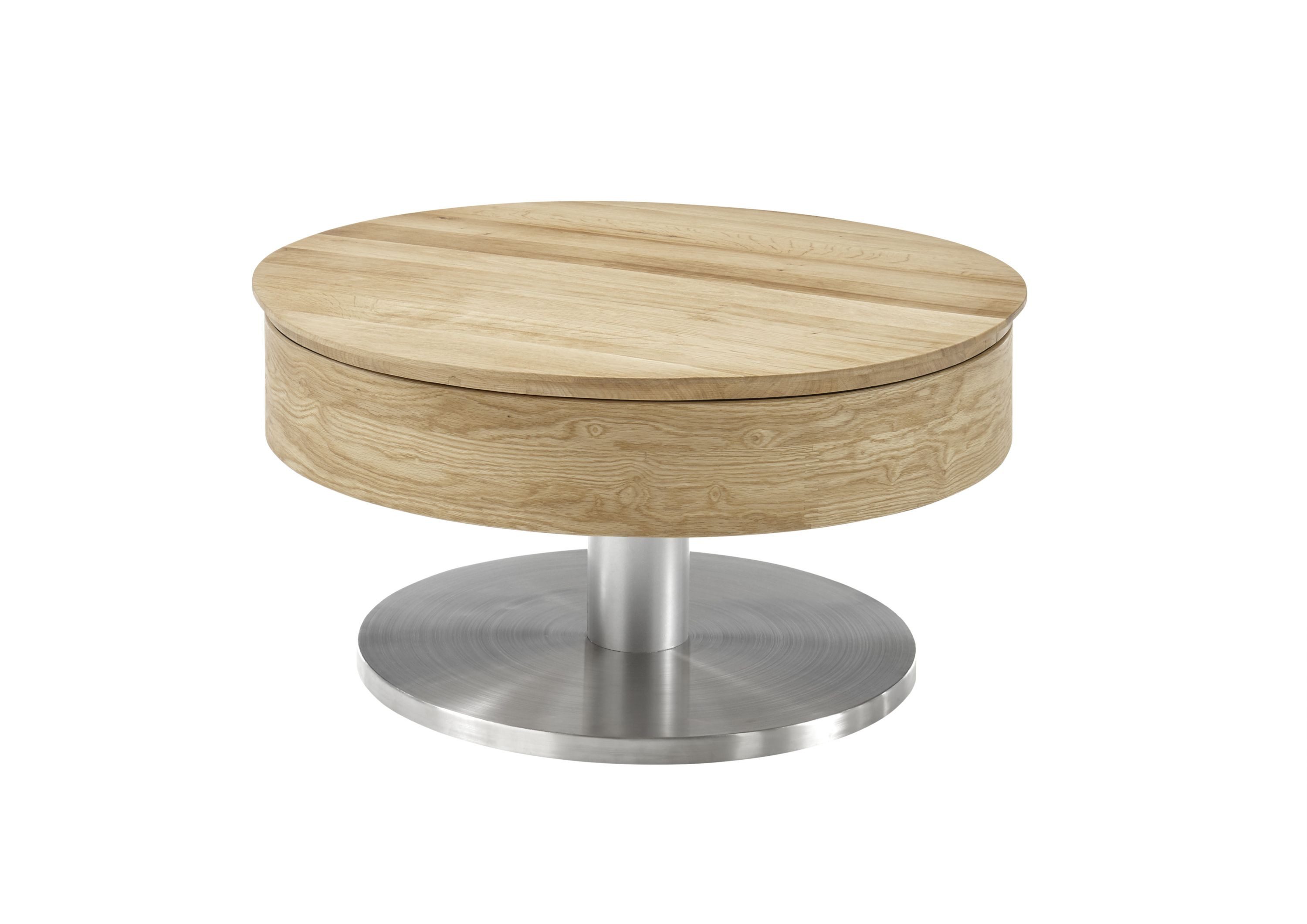 Robas Lund Couchtisch, Asteiche furniert m. drehbarer Platte & Innenfach 79x40x79 cm