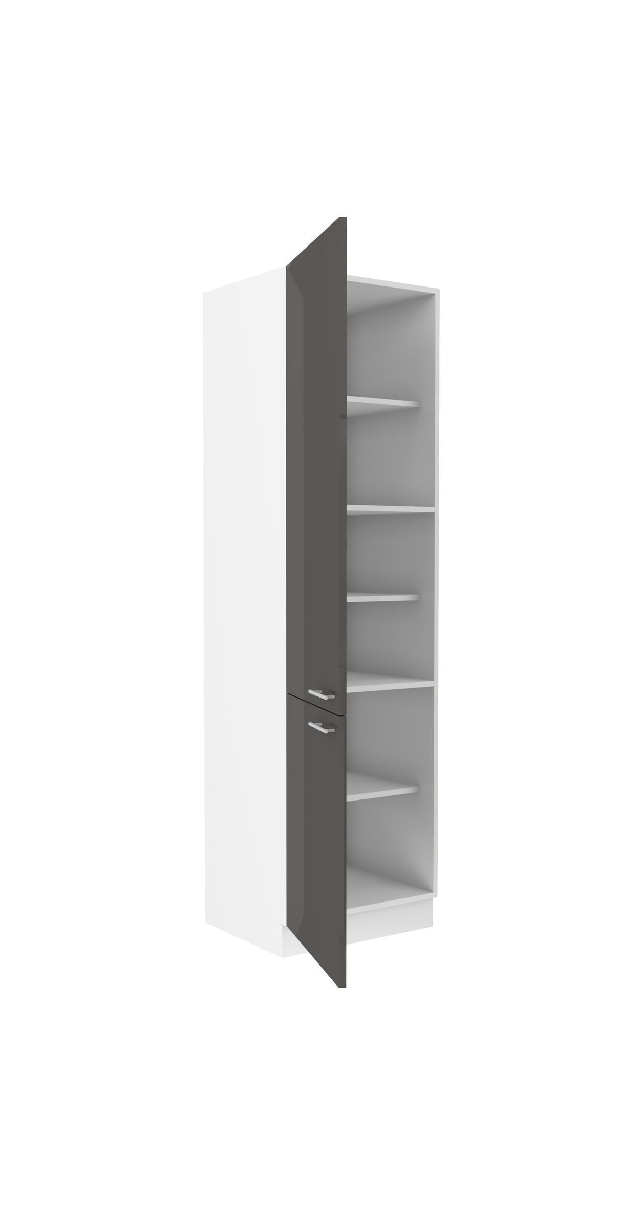 Küchen-Preisbombe Hochschrank 60 cm Küche Lara Grau Hochglanz + Weiss matt  Küchenzeile Küchenblock, passgenau für das Küchenmodell LARA | Hochschränke