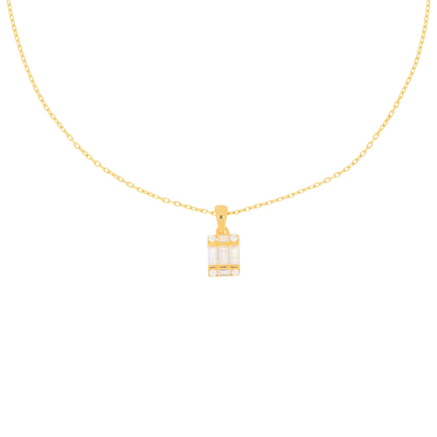Stella-Jewellery Collier 585er Gelbgold Collierkette mit recht. Anhänger  (inkl. Etui), 585 Gelbgold 7 Plättchen