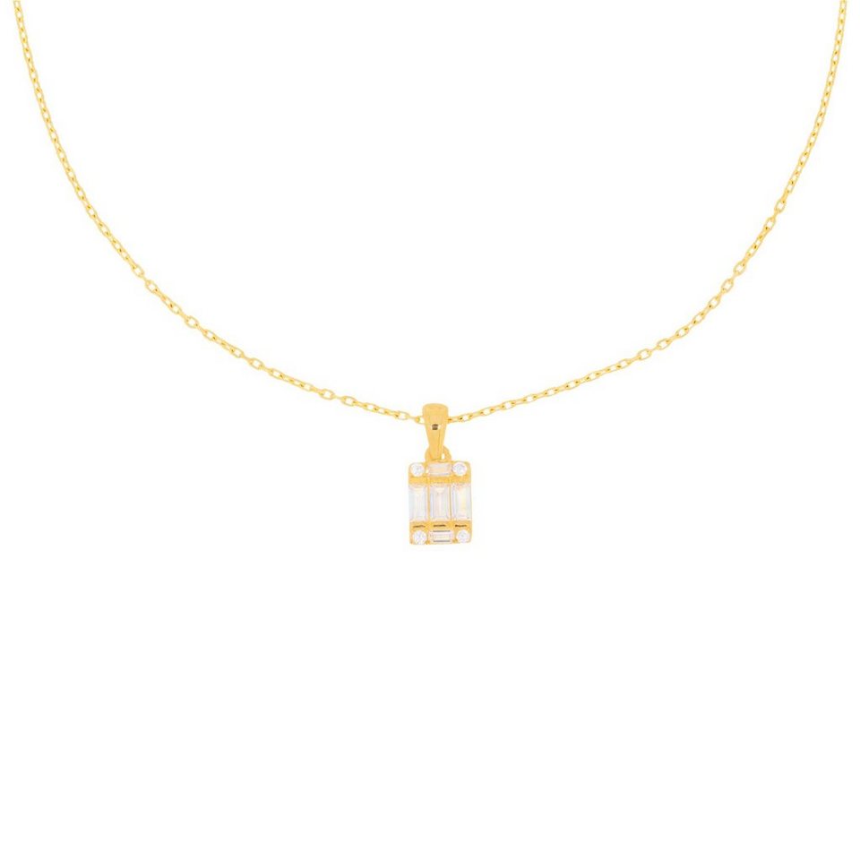 Stella-Jewellery Collier 585er Gelbgold Collierkette mit recht. Anhänger  (inkl. Etui), 585 Gelbgold 7 Plättchen