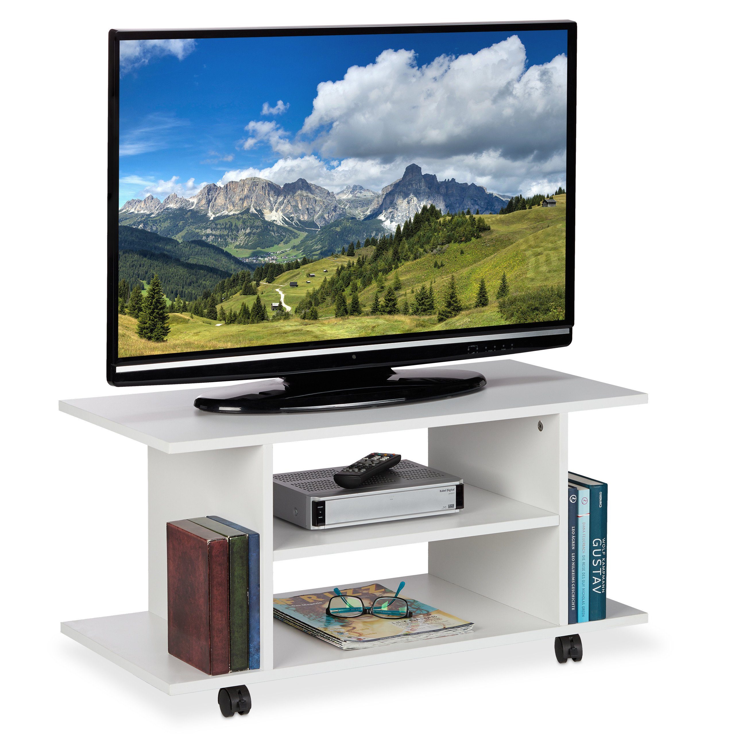 relaxdays TV-Regal TV Board mit Rollen günstig online kaufen