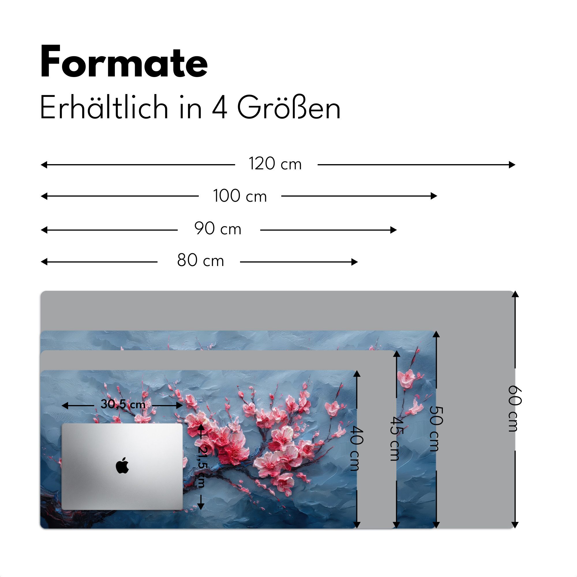 MuchoWow Gaming Mauspad Blüte - Blume - Rosa - Zweig (1-St), Gaming Mauspad XXL, Schreibtischunterlage, Desk Mat Groß, 80x40 cm