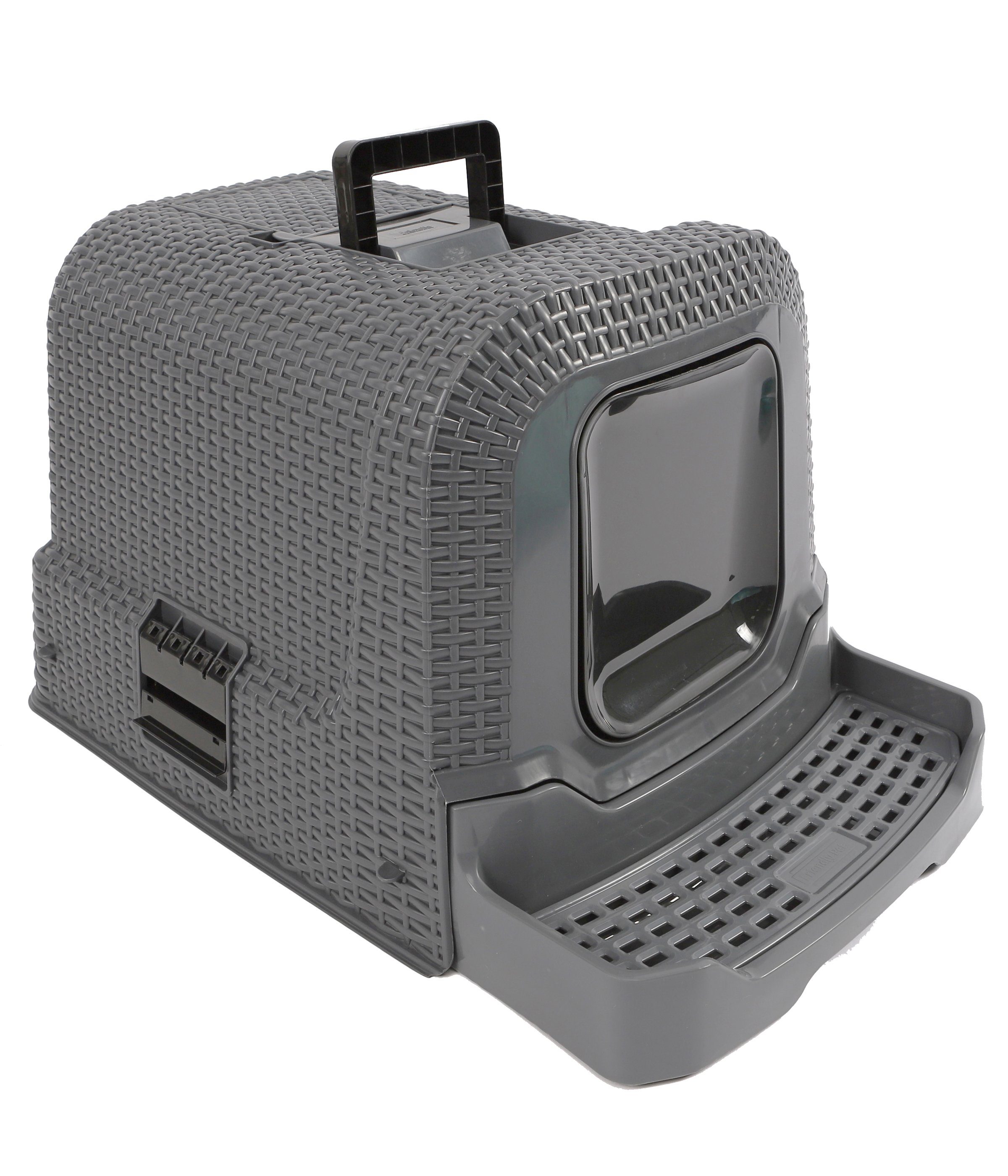 Dehner Katzentoilette Premium Katzenklo Jolie in Rattan-Optik, abnehmbare Haube, inkl. Kohlefilter und Streu-Abstreifgitter