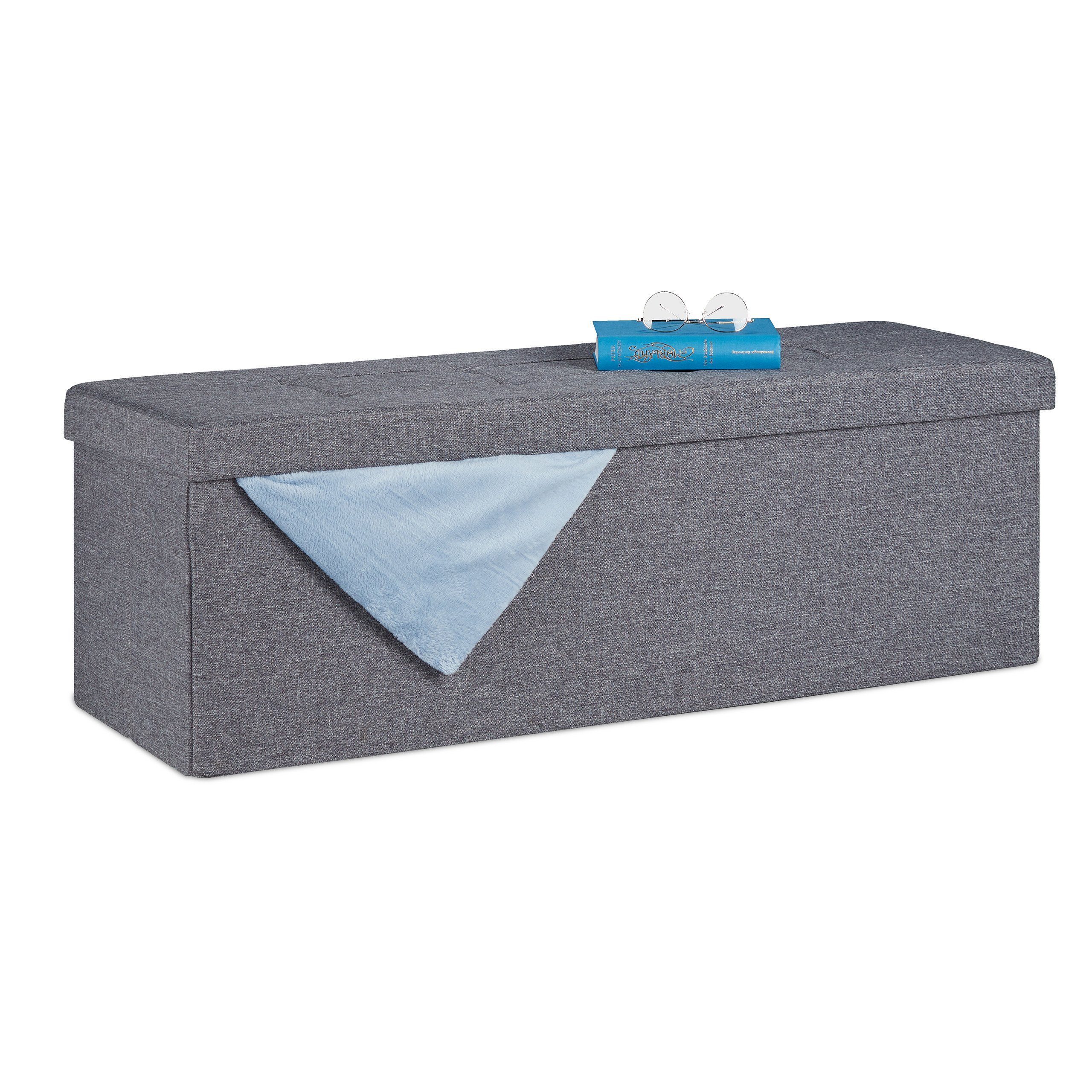 relaxdays Sitzbank mit 3 Fäch, Dunkelgrau