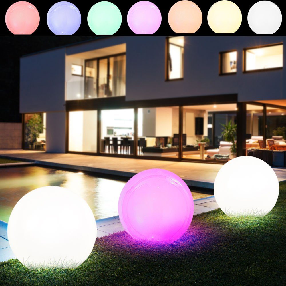 Set Kugelleuchte Outdoor verbaut, LED-Leuchtmittel Farbwechsel, LED Solarleuchten 3er Gartendeko fest LED Gartenleuchte, etc-shop