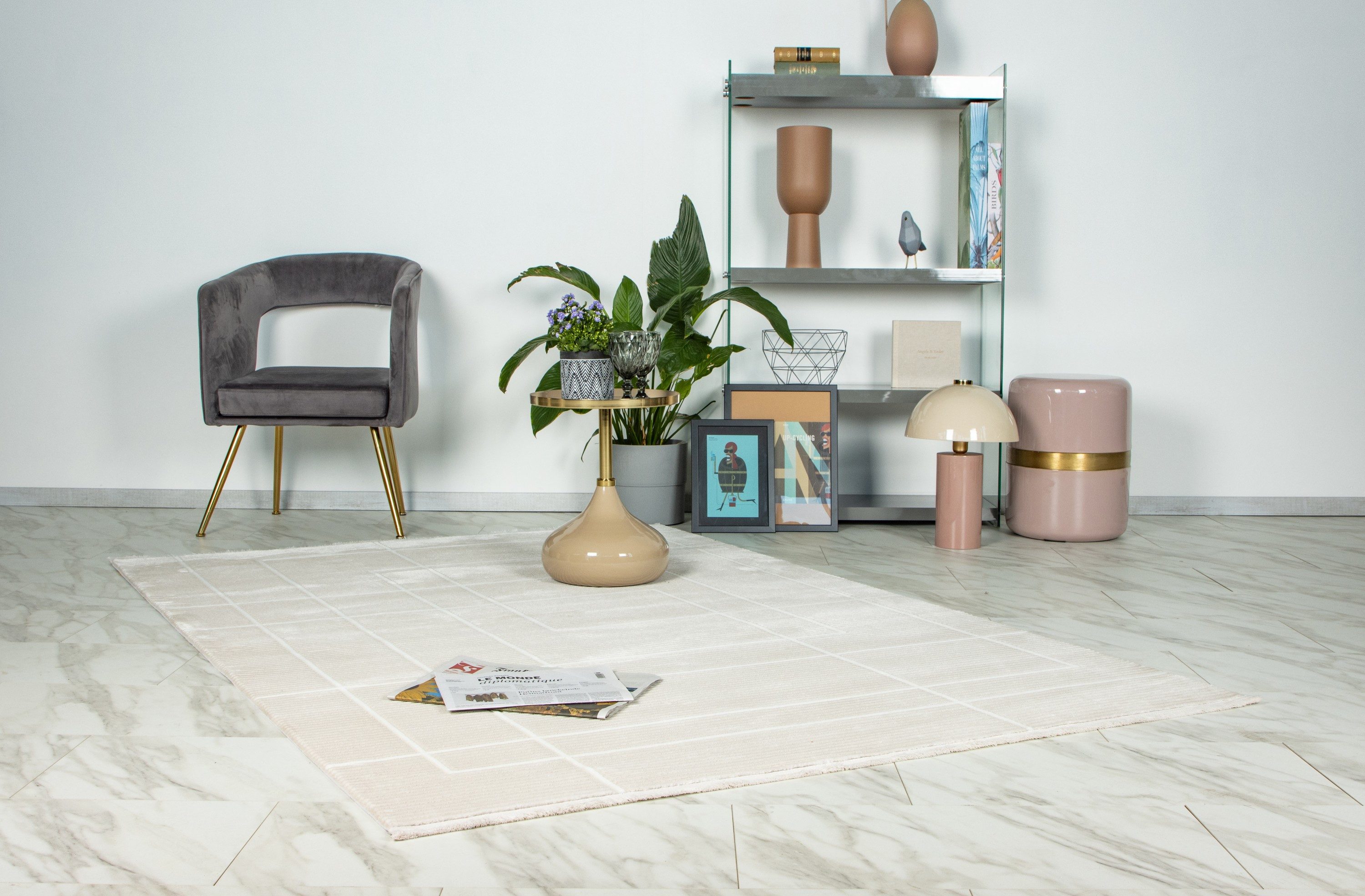 Kayoom Teppich Stage 125, rechteckig, Höhe: 11 mm, weicher Kurzflor, Hoch Tief Struktur, Wohnzimmer