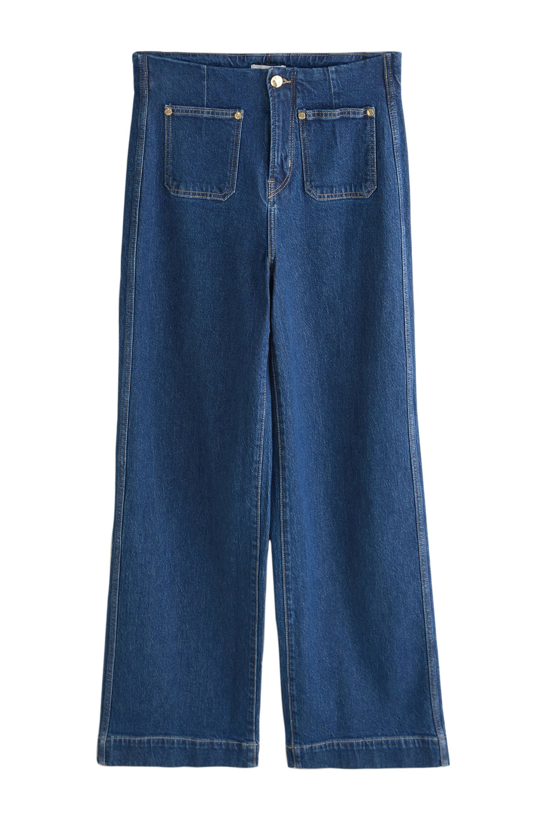 Stretch-Jeans Hochbund-Jeans mit weitem Bein und Stretch