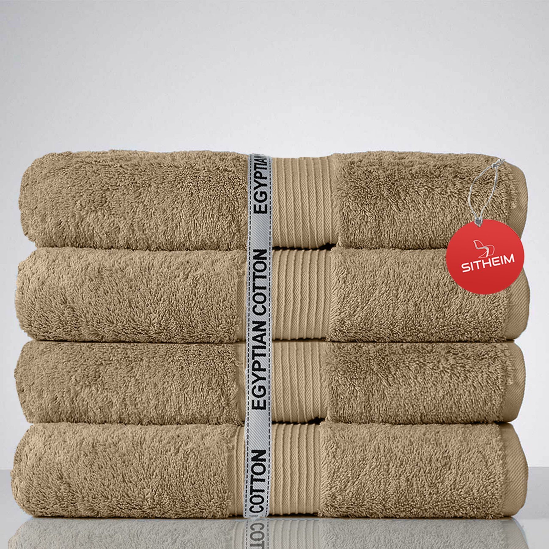 Sitheim-Europe Handtuch Set GIZA LINE I aus 100% Baumwolle (Spar-Set, 4-tlg) Duschtuchset, Ägyptische Baumwolle, (Spar-set, 4-tlg), 100% premium ägyptische Baumwolle, langlebig Beige | Handtuch-Sets