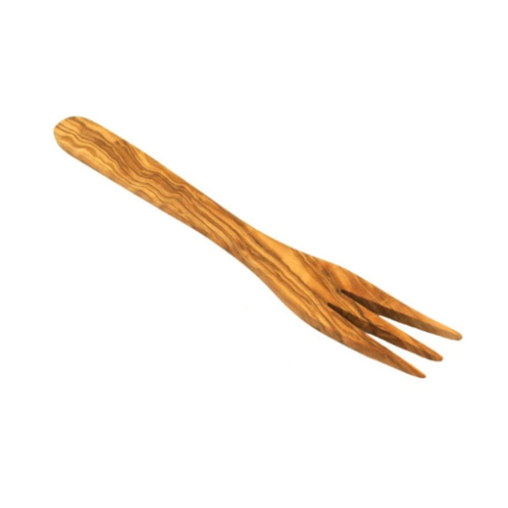 Olivenholz-erleben Tafelgabel 3-zackige Gabel (20 cm) aus Olivenholz (1 Stück), naturbelassen mit antibakterieller Wirkung