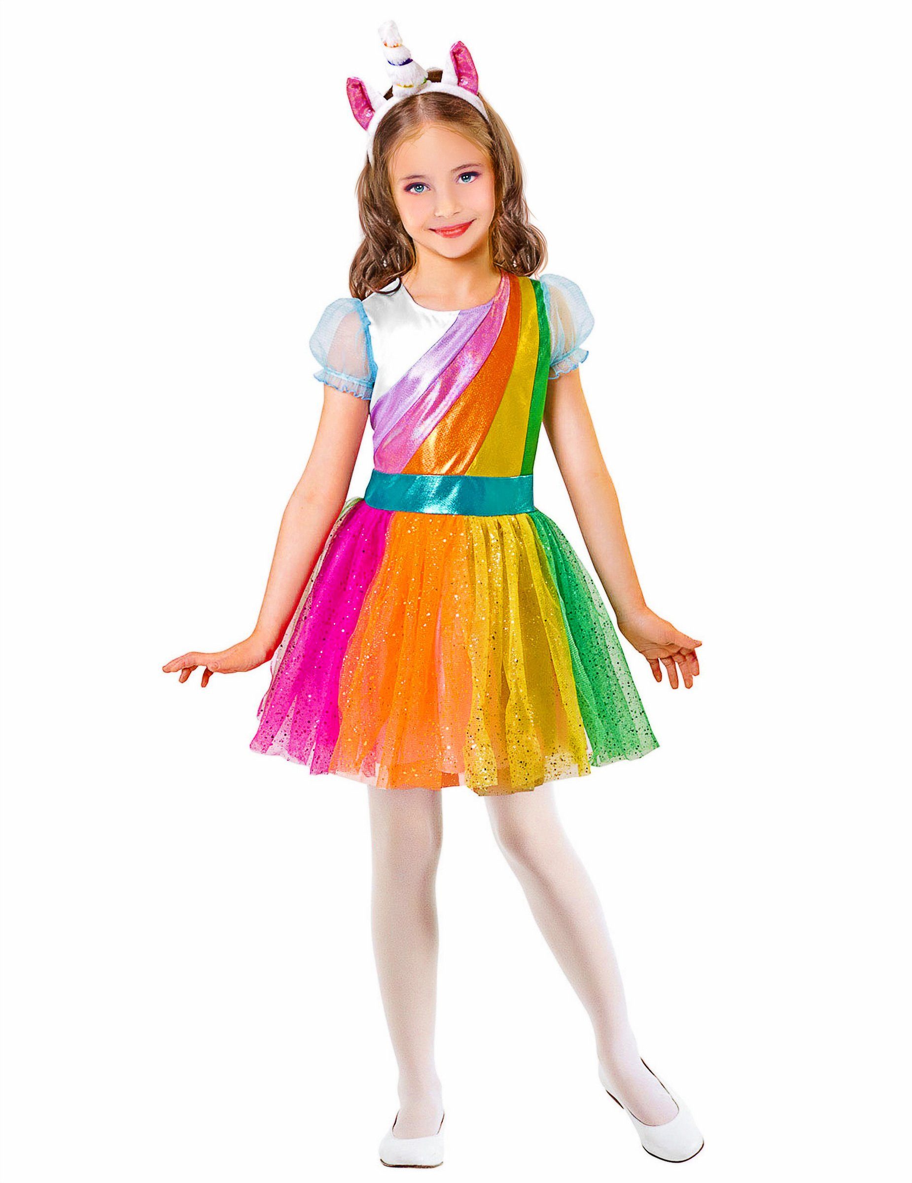 Kostüm Kostüm Regenbogen-Einhorn für Mädchen