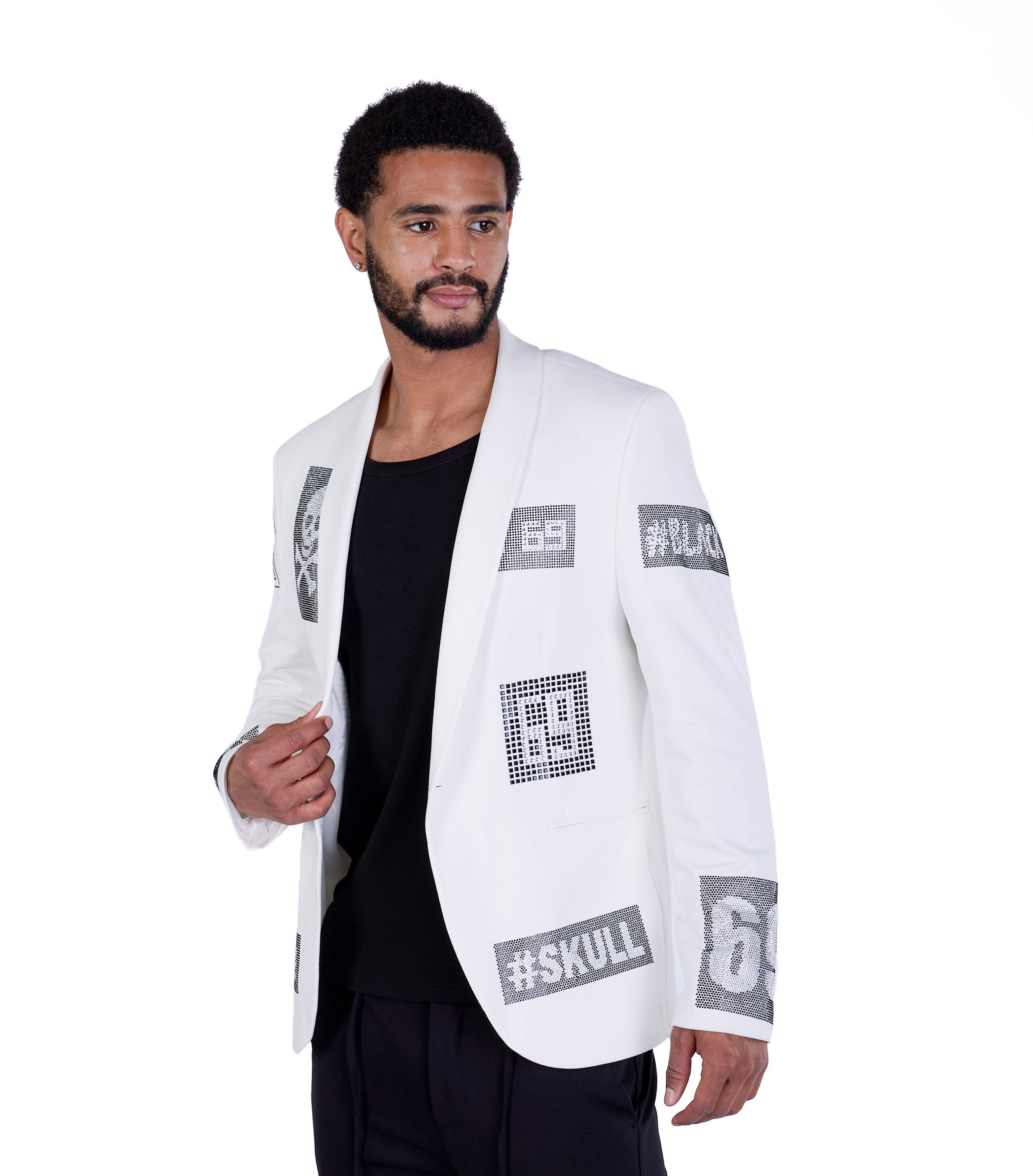 Denim Distriqt Jerseysakko Herren Sakko mit Strass veredelt Totenkopf Sakko günstig online kaufen