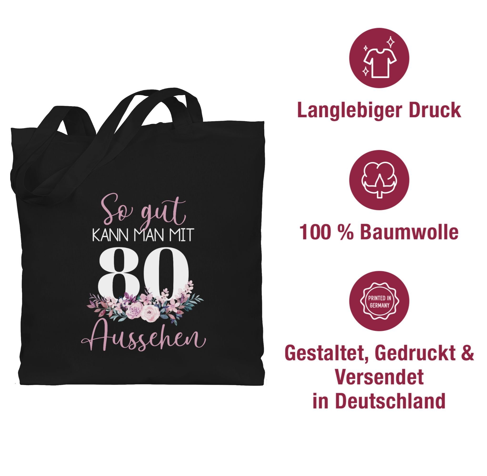 Geburtstag Shirtracer aussehen Schwarz 80. So mit Achtzigsten, man kann 3 zum gut 80 Umhängetasche Blumenar­ran­ge­ment -