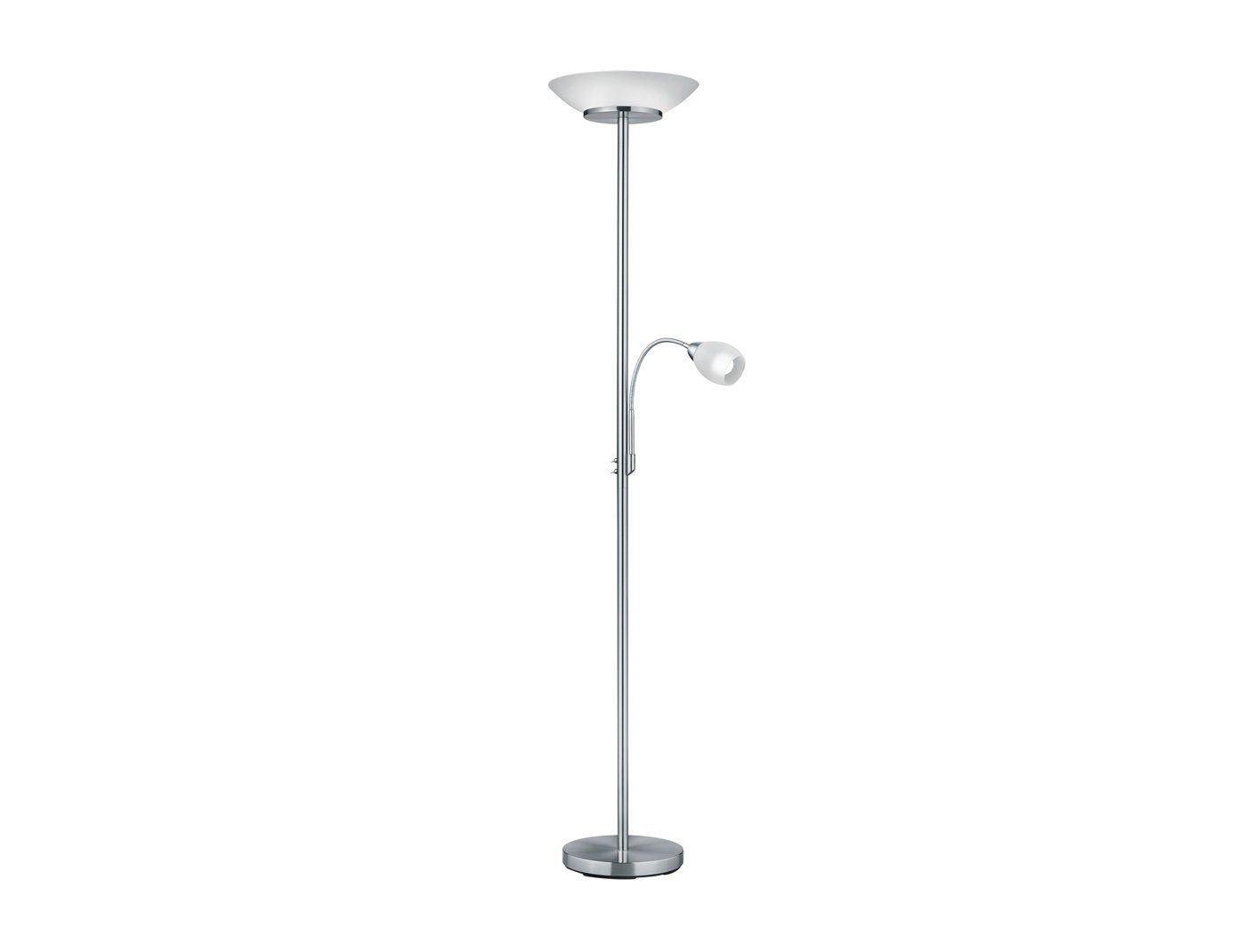 wechselbar, Vintage Silber-Weiß LED Stehlampe Höhe mit Glas Lampenschirm-e Leselampe LED meineWunschleuchte Silber, Lesearm, Deckenfluter, Warmweiß, 180cm