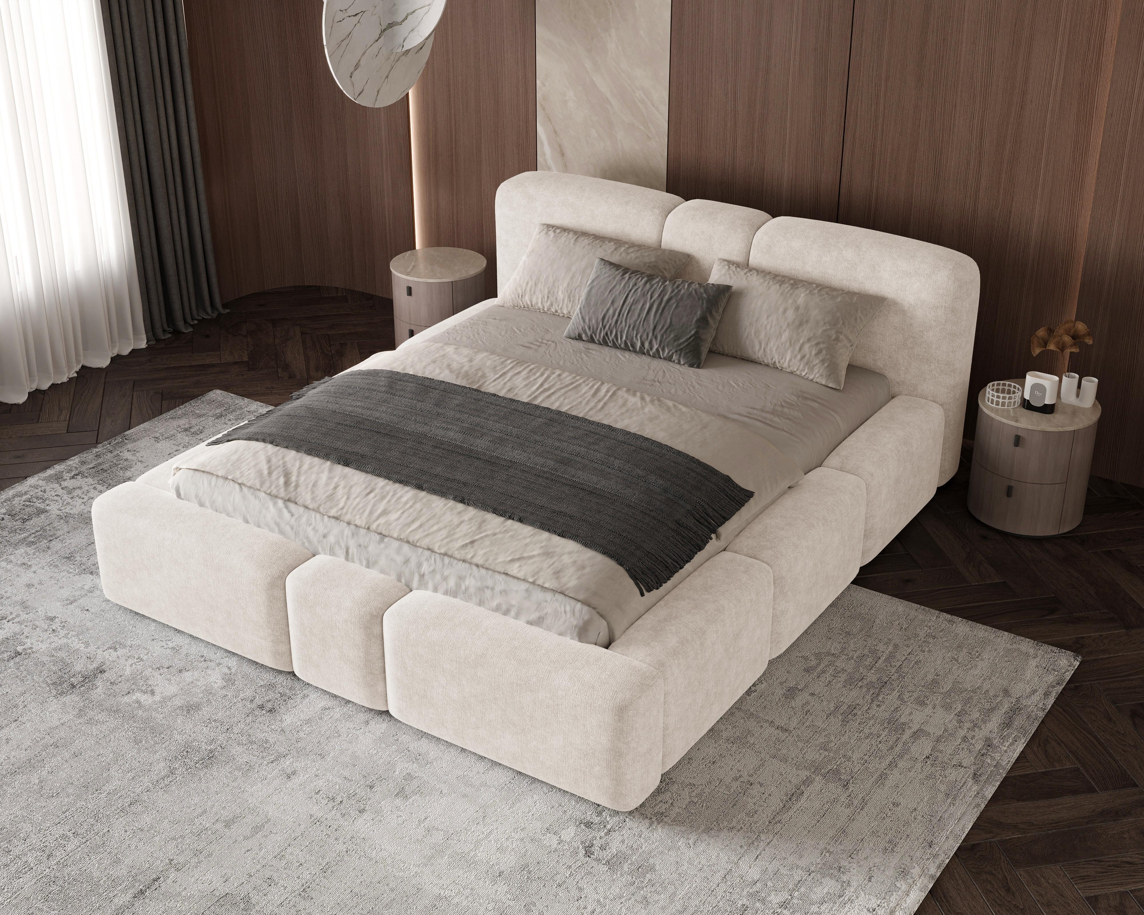 Chilly Möbel Polsterbett Designer Doppelbett mit XXL Bettkasten & Lattenrost (Boxbett ohne Matratze Metallrahmen 13 Farben, 1-tlg., 140x200 160x200 180x200 200x200cm), Gasdruckfeder Kopfteil Stauraum Doppelbett