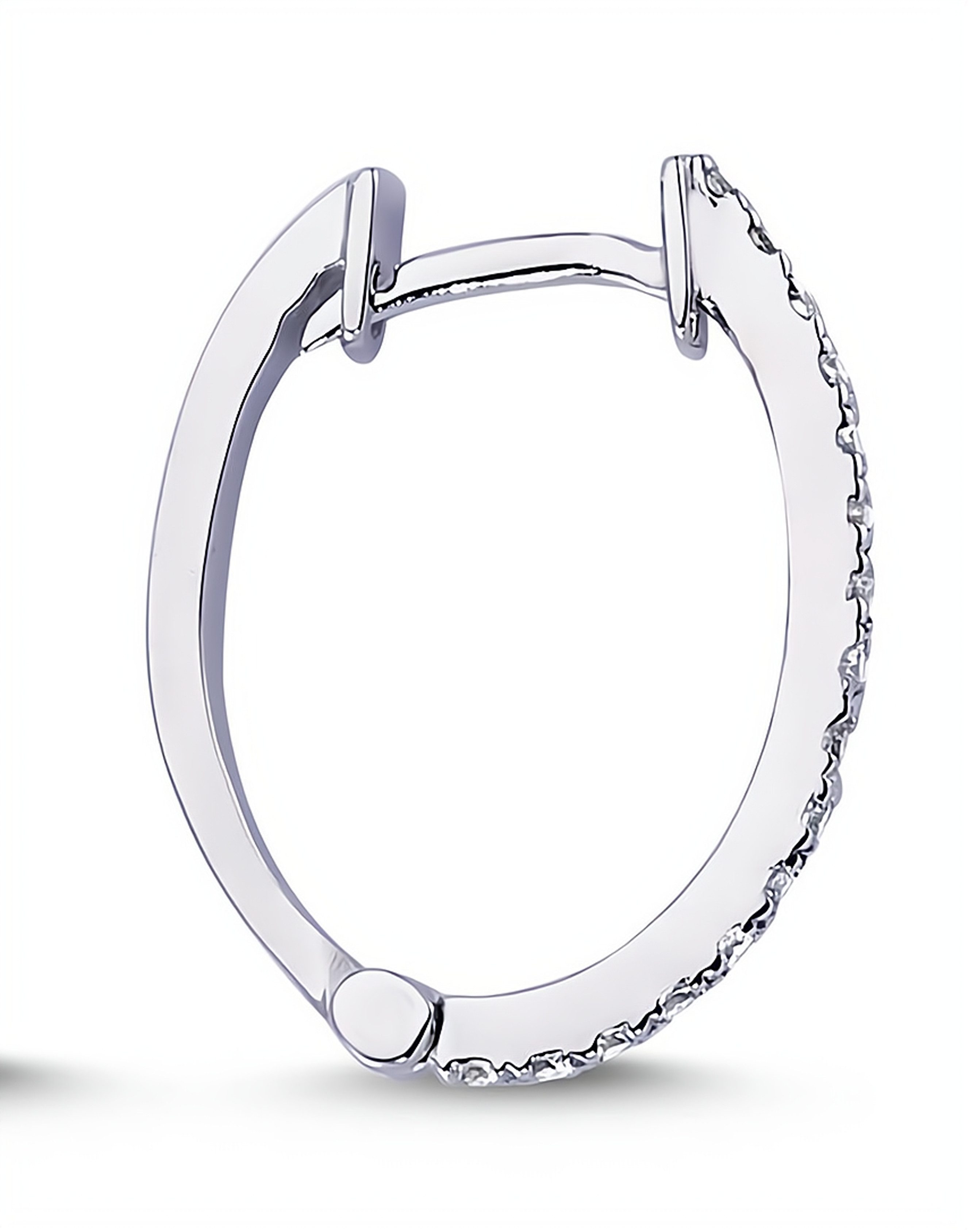 EinStein Diamant Single-Ohrstecker Herren Diamant Oval Creole Ohrringe in 14 Karat Weißgold