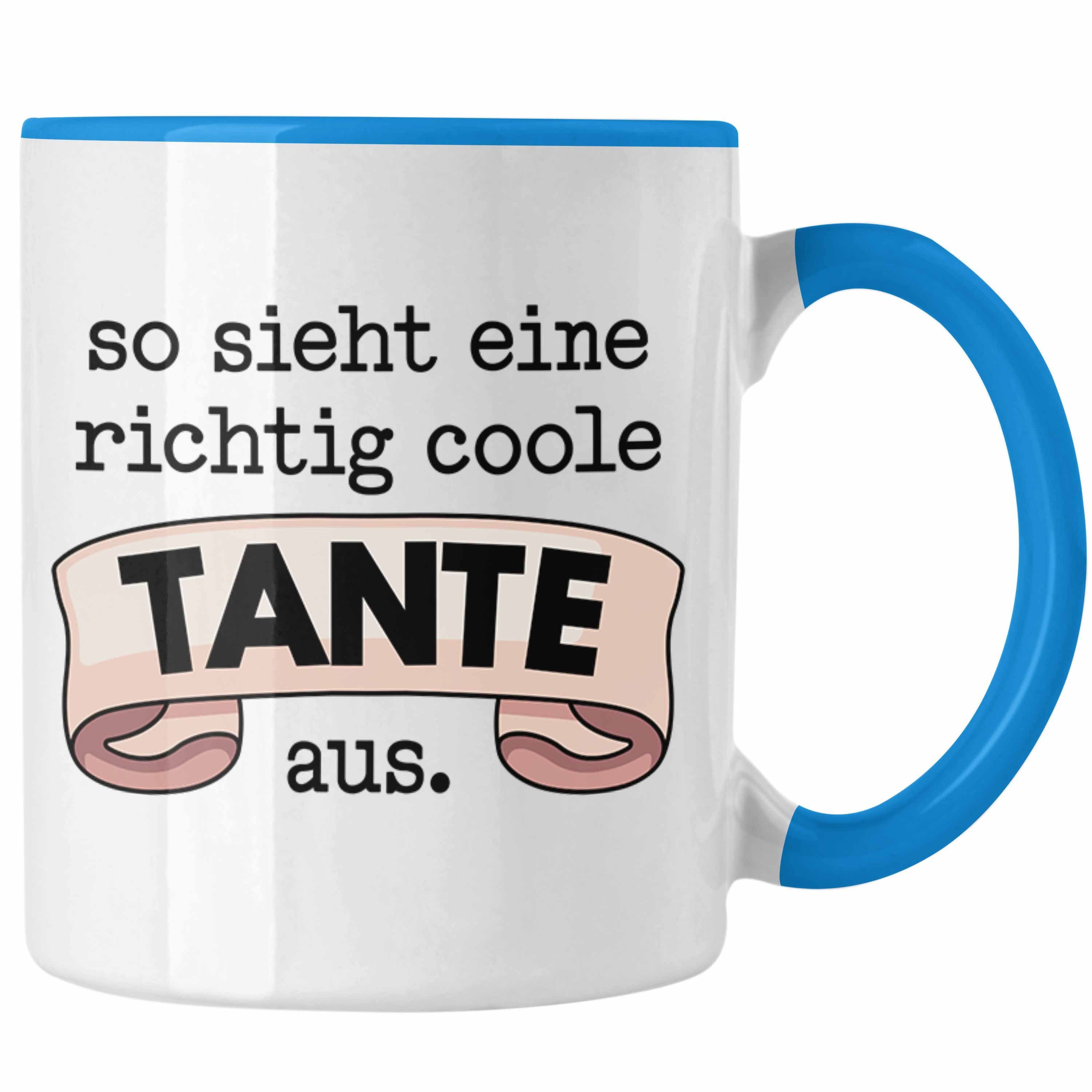 Trendation Tasse Trendation - Beste Tante Geschenk Tasse mit Spruch Kaffeetasse für Coole Tante Blau