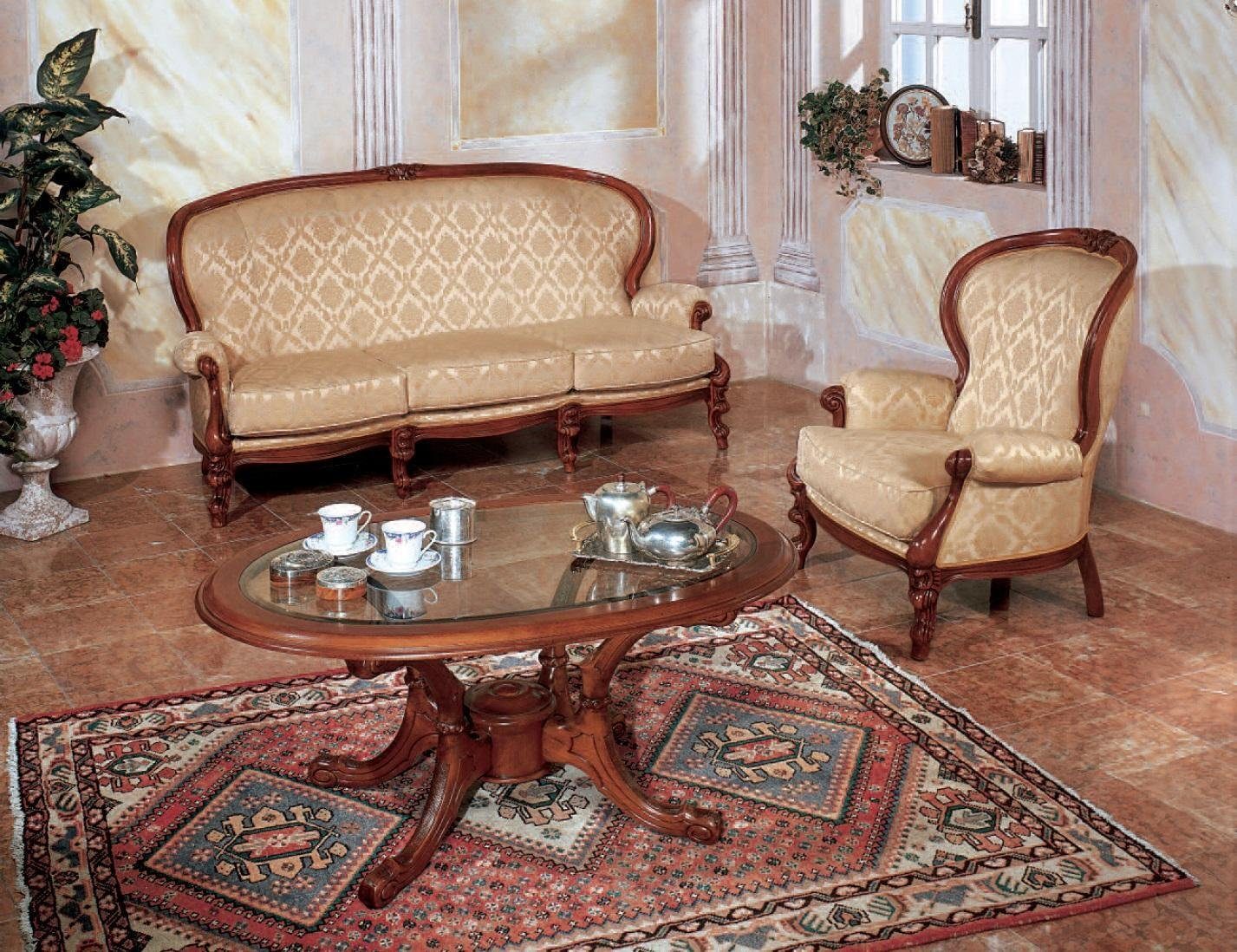 JVmoebel Sofa Italienischen, Sessel Klassische 3 Couchtisch Couch Sofa Teile Sofagarnitur