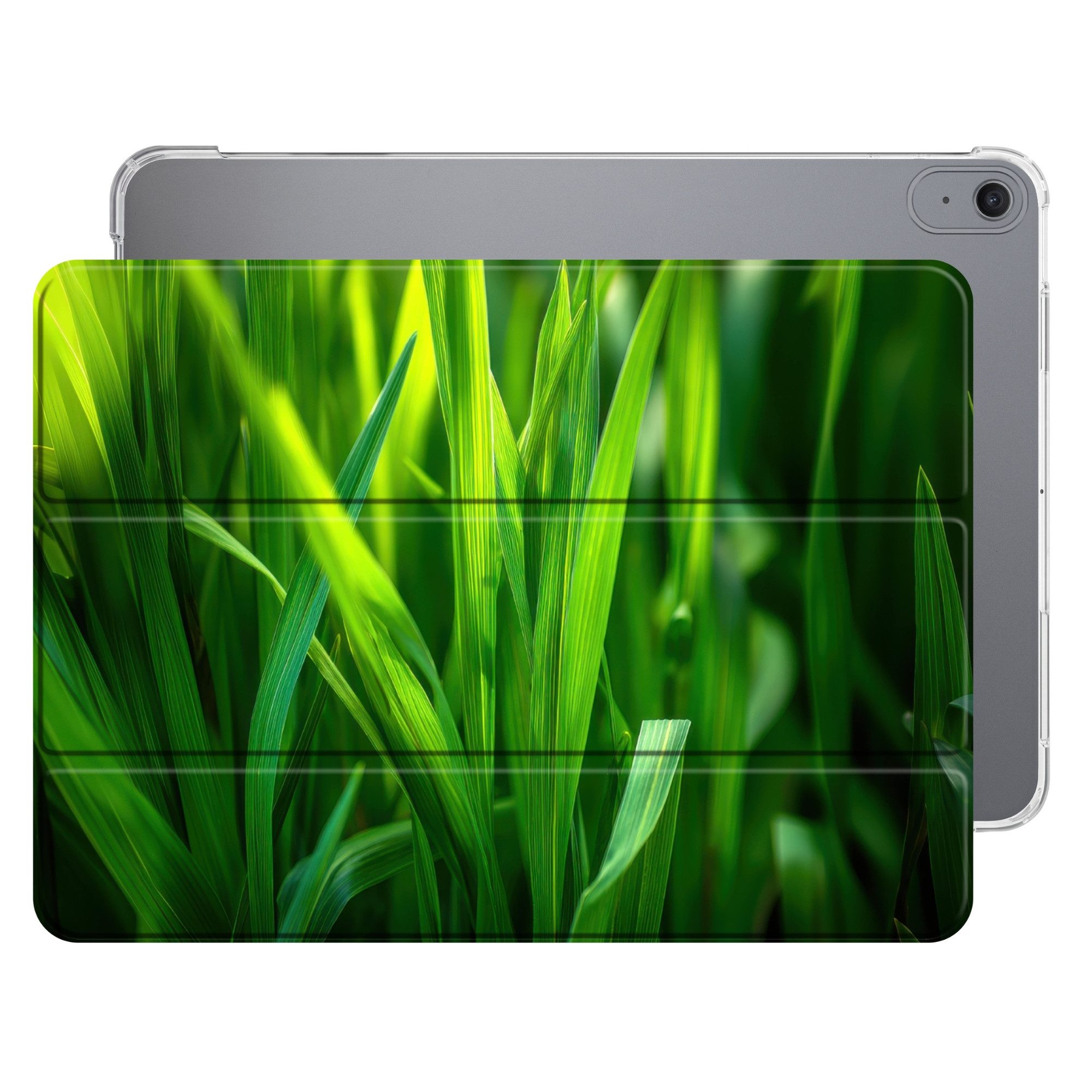 OnlyWow Tablet-Hülle Apple iPad Air 2025 13 inch Grashalme - Hell - Grün, Smart Cover, Klapphülle, Stoßfest, Bunt