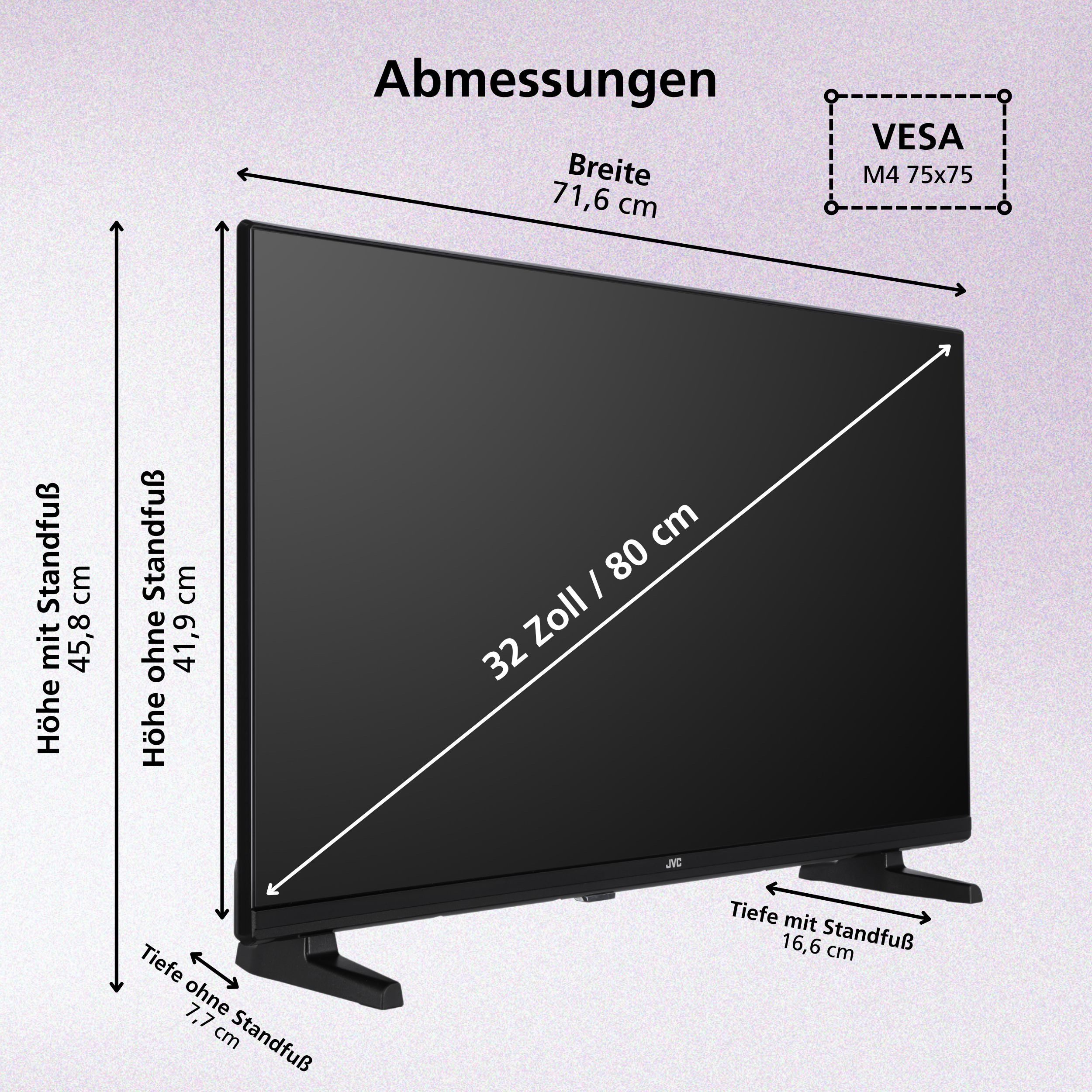JVC LT-32VDH2555 LCD-LED Fernseher (80 cm/32 Zoll, HD-ready, VIDAA Smart TV, VIDAA Smart TV, HDR, Triple-Tuner)