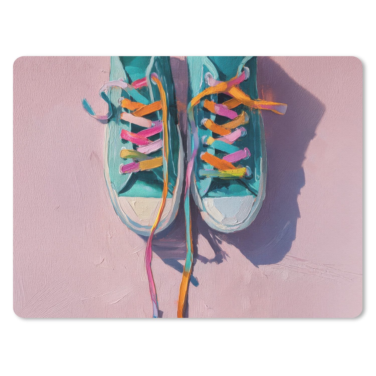 MuchoWow Mauspad Turnschuhe - Schnürsenkel - Bunt - Farbton (1-St), Büro für Tastatur und Maus, Mousepad Gaming, 40x30 cm