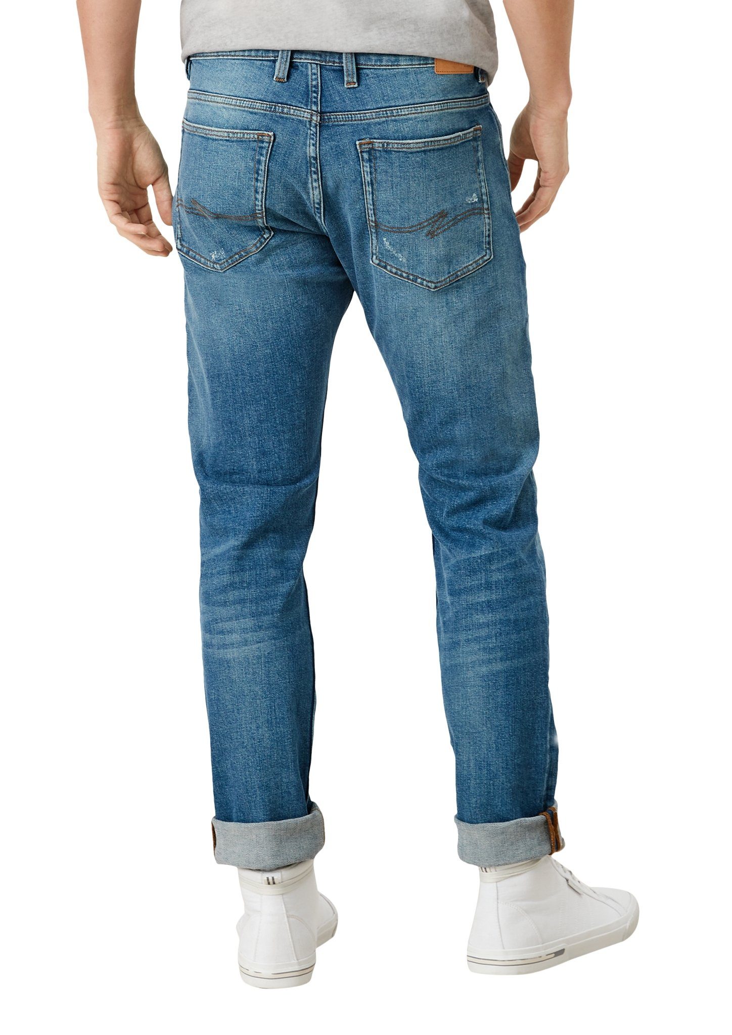 Herren Jeans Q/S by s.Oliver 5-Pocket-Jeans Slim: Jeans im Used-Look Waschung, Destroyes