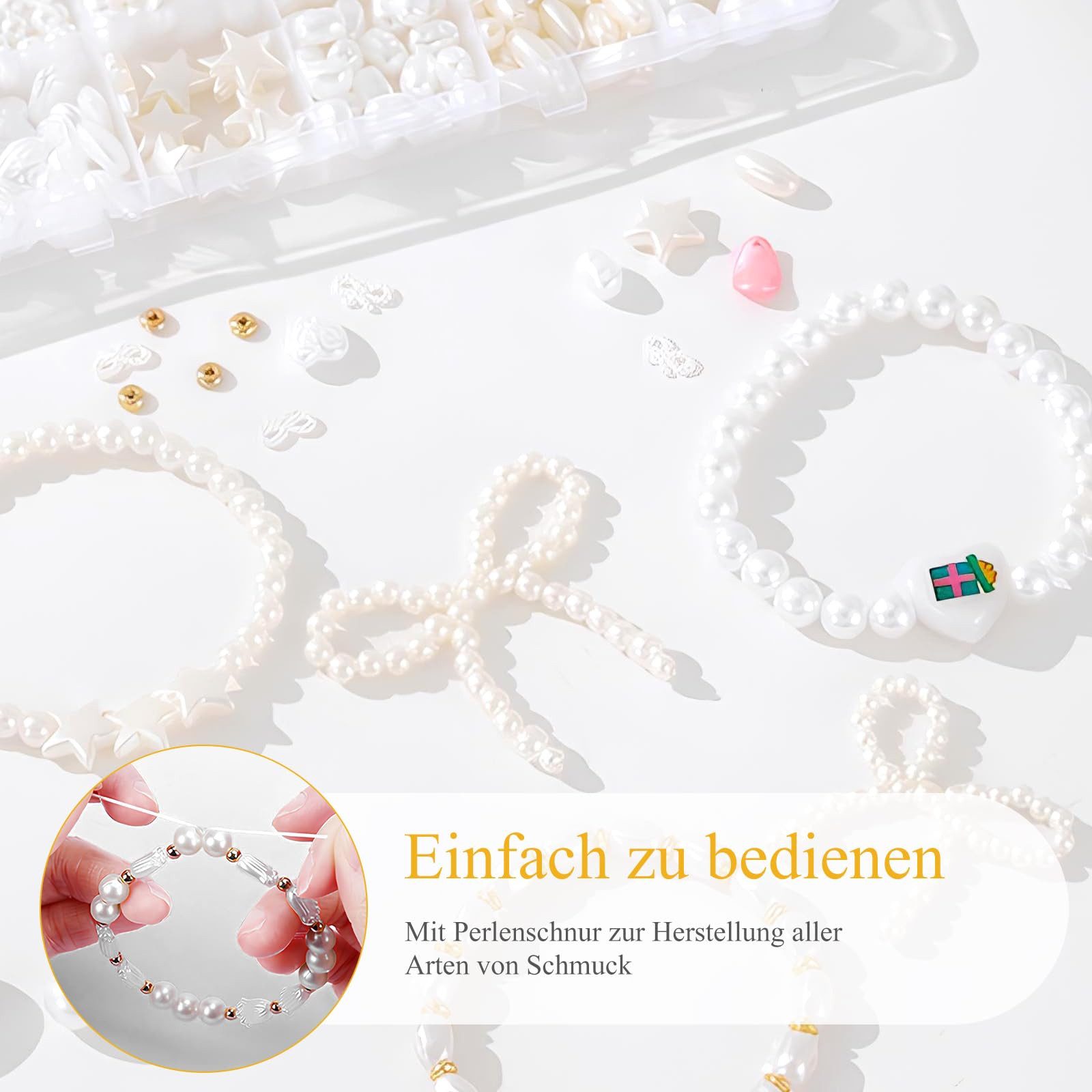 CLTYQ Ketten und Armband Set 3mm Perlen für Armbänder, Mini Perlenset Charm Kit, Armbänder Selber Machen Perlen zum Auffädeln, DIY armbänder