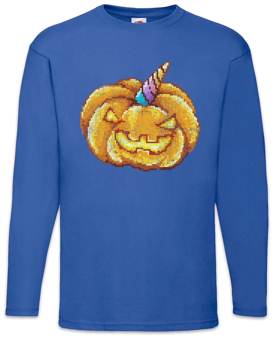 Langarmshirt Pumpkin Unicorn Langarm T-Shirt Halloween Pixel Kürbis Einhorn Unicorn