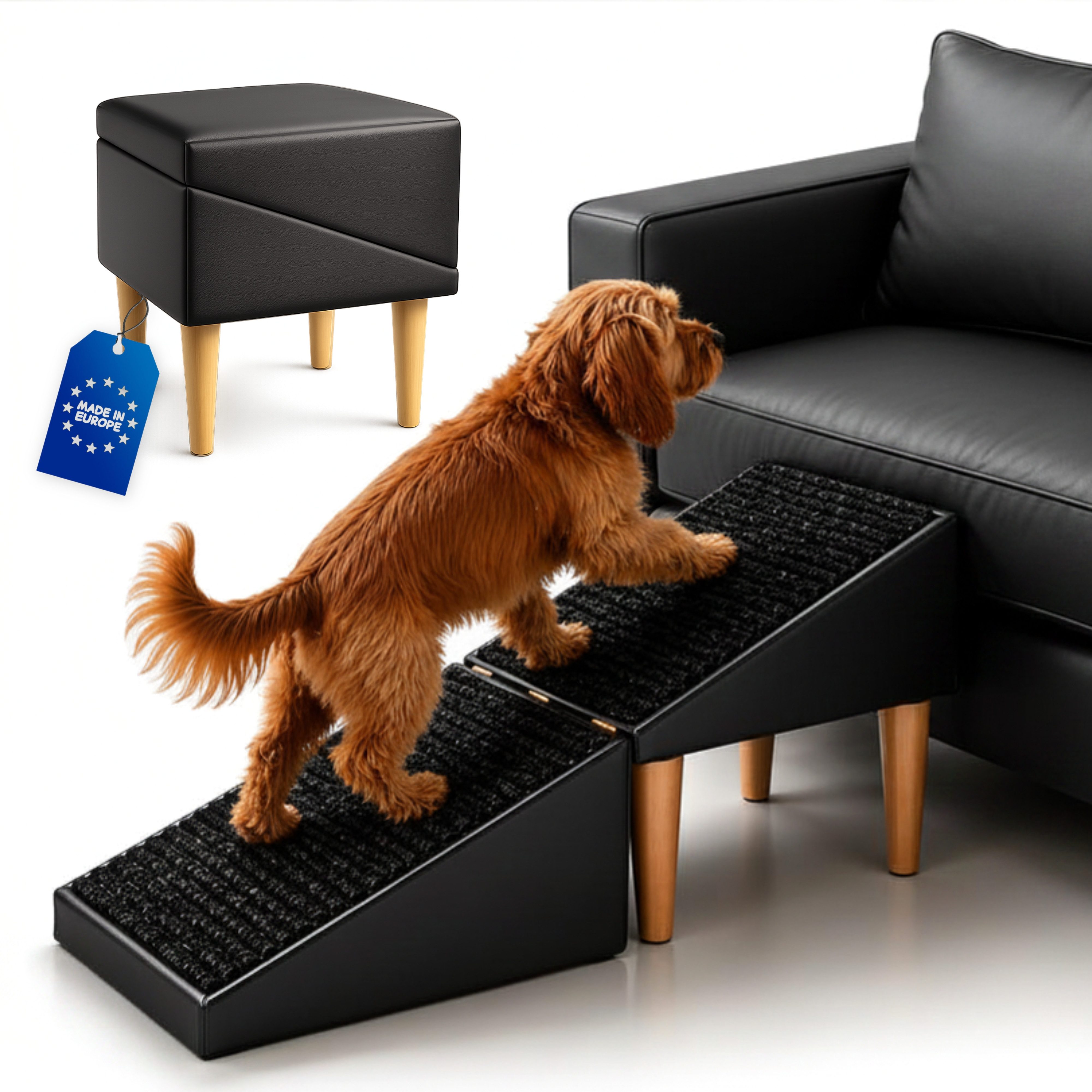 Outentin Haustiertreppe Hundetreppe klappbar mit Polster - Hunderampe Sofa Bett Katze (100 kg Belastbarkeit 2-in-1 Funktion 72x36x36 cm, 16 Farben, 1-St., Rutschfeste Oberfläche; Gelenkschonend; Pflegeleicht; Für Innenbereich)