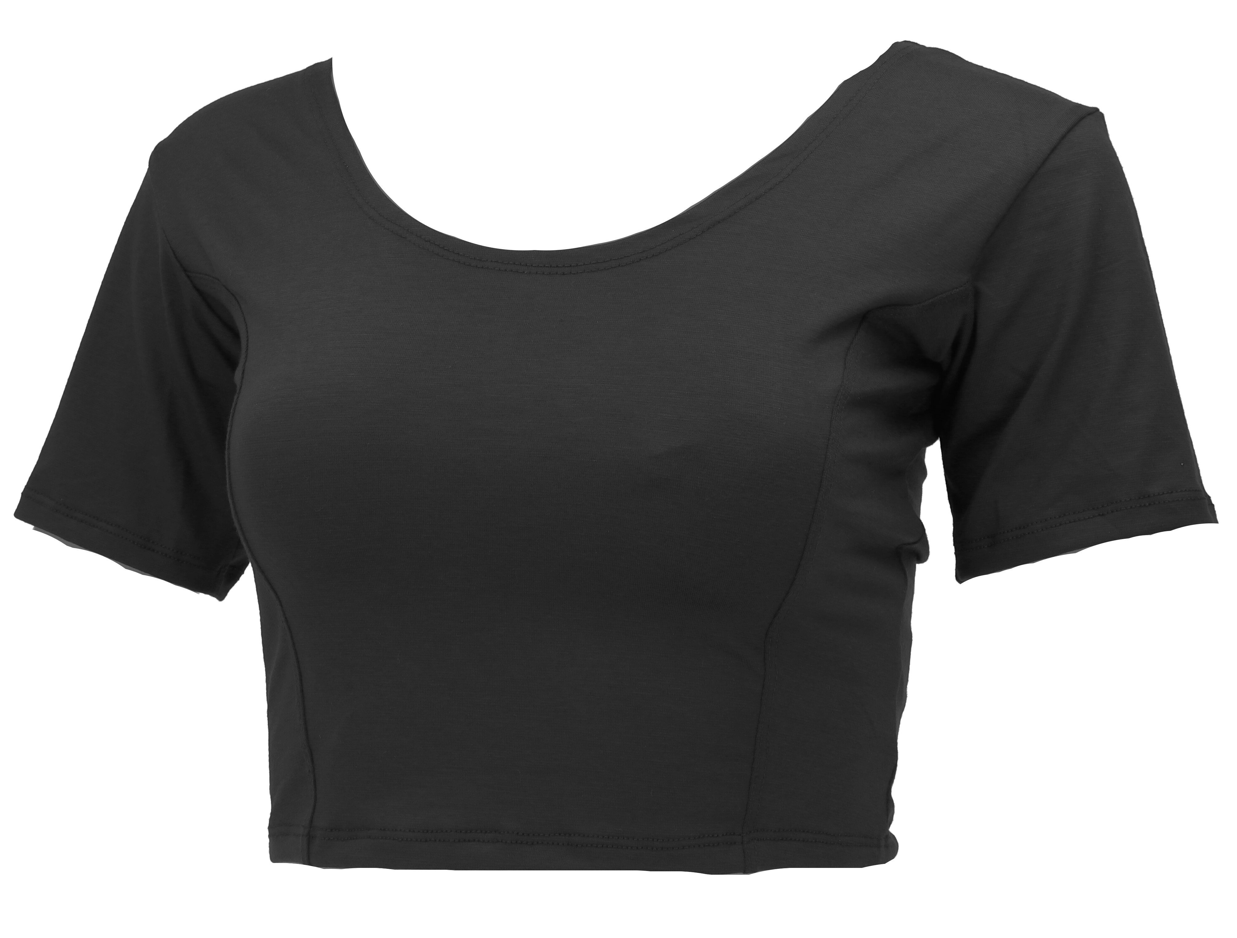 Guru-Shop T-Shirt Basic Yogatop, bauchfreies Choli Top - schwarz Festival, Ethno Style, alternative Bekleidung