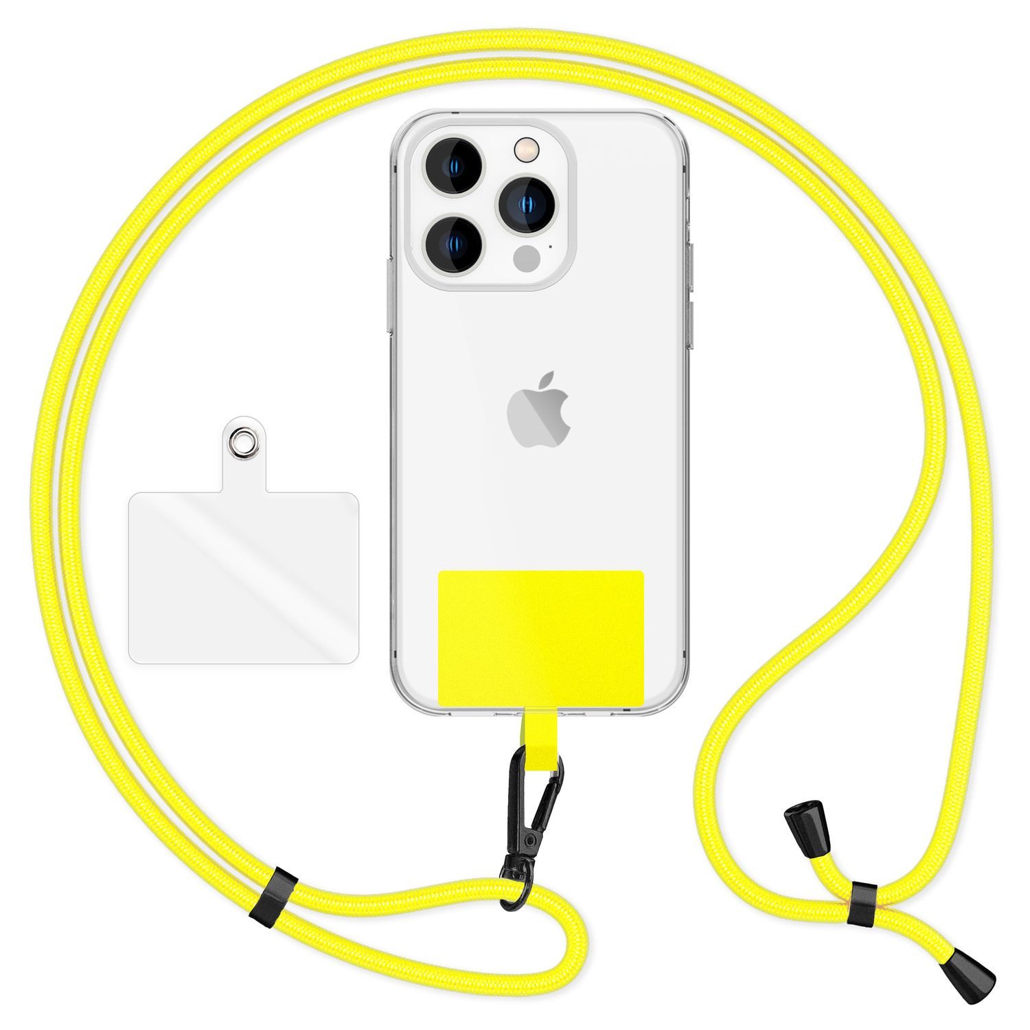 Nalia Handykette Universal Smartphone, Uni Lanyard mit Karabiner (schwarz) & 2 Pads / 160cm Band / Handykette