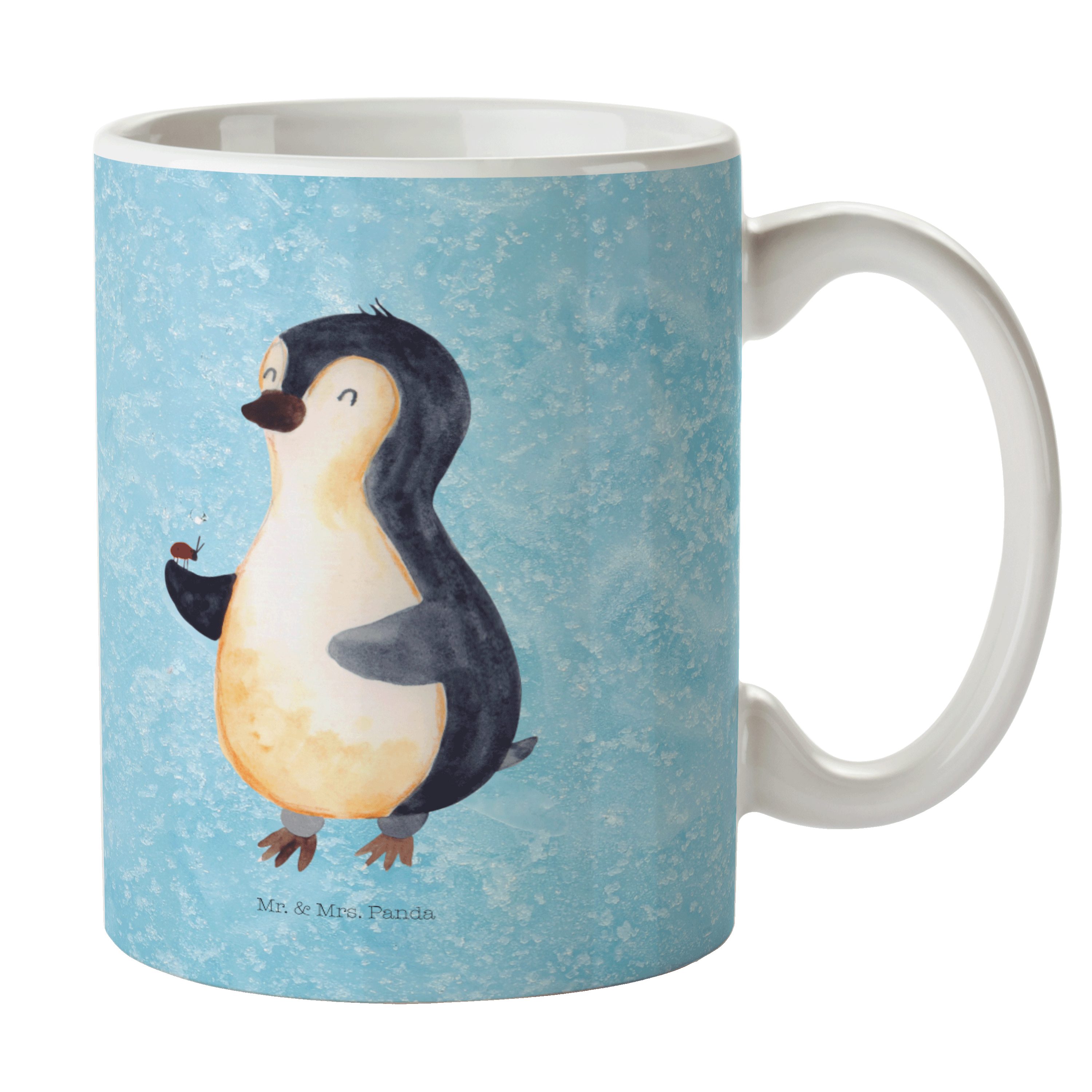 Lebensfreude, - & Mr. - Pinguin Porzel, Keramik Eisblau Marienkäfer Mrs. Panda Tasse, Tasse Geschenk,