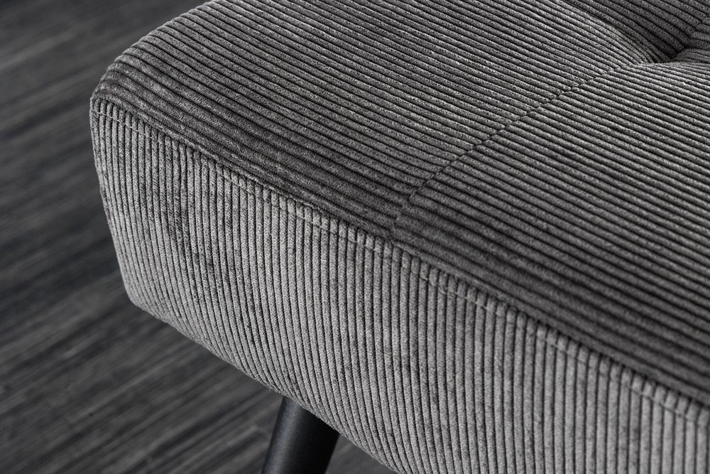 riess-ambiente Sitzbank BOUTIQUE 100cm dunkelgrau/schwarz - Cord-Bezug, Metallbeine (Einzelartikel, 1-St), bequeme Polsterung mit Ziernähten – ideal für Flur od – Bild 3 von 5