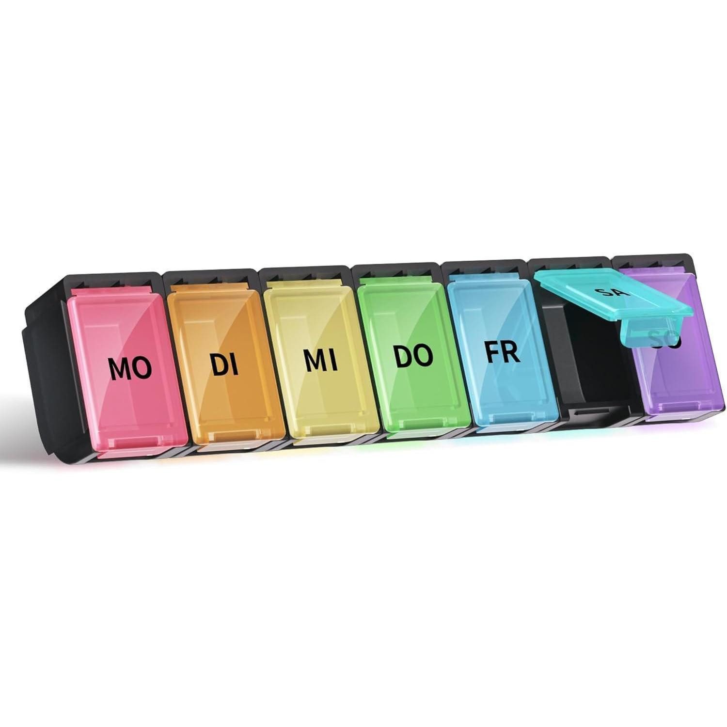 Opret Pillendose Tablettenbox 7 Tage Deutsch Pillendose Regenbogen Tabletten Organizer