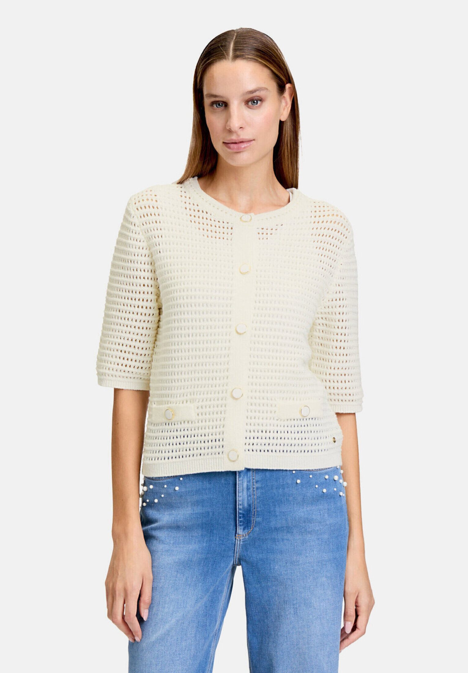 Betty&Co Strickjacke Damen mit Knopfleiste (1-tlg) Struktur