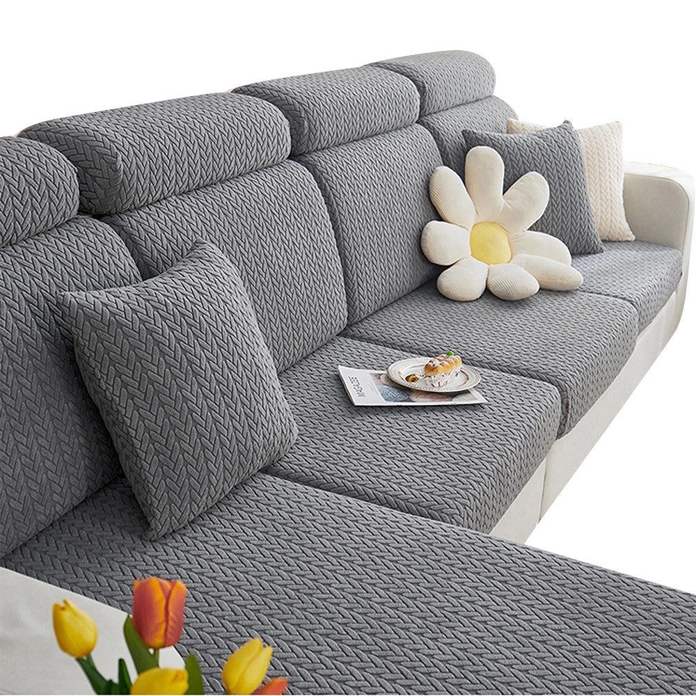 Coonoor Sofahusse L Form Schnittsofa Husse Sofabezug, Stretch, Universal, mit Strukturoptik