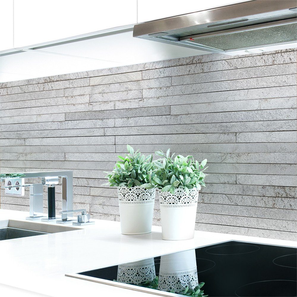 DRUCK-EXPERT Küchenrückwand Küchenrückwand Steinschichten Grau Premium Hart-PVC 0,4 mm selbstklebend