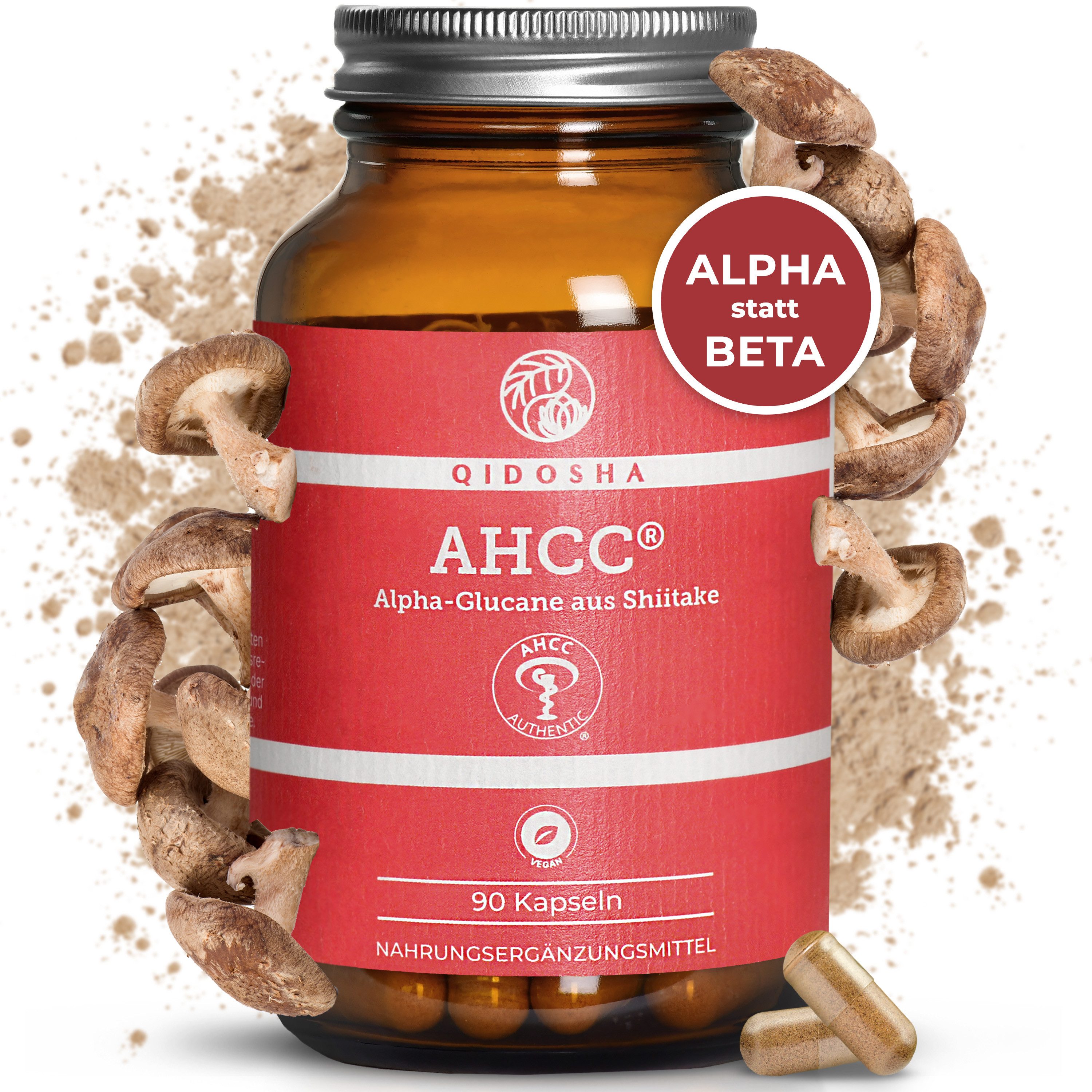 QIDOSHA AHCC® Shiitake-Extrakt mit Alpha-Glucanen Hartkapseln, 1 er 90 St., 67,5 g, Kurzkettige Alpha-Glucane