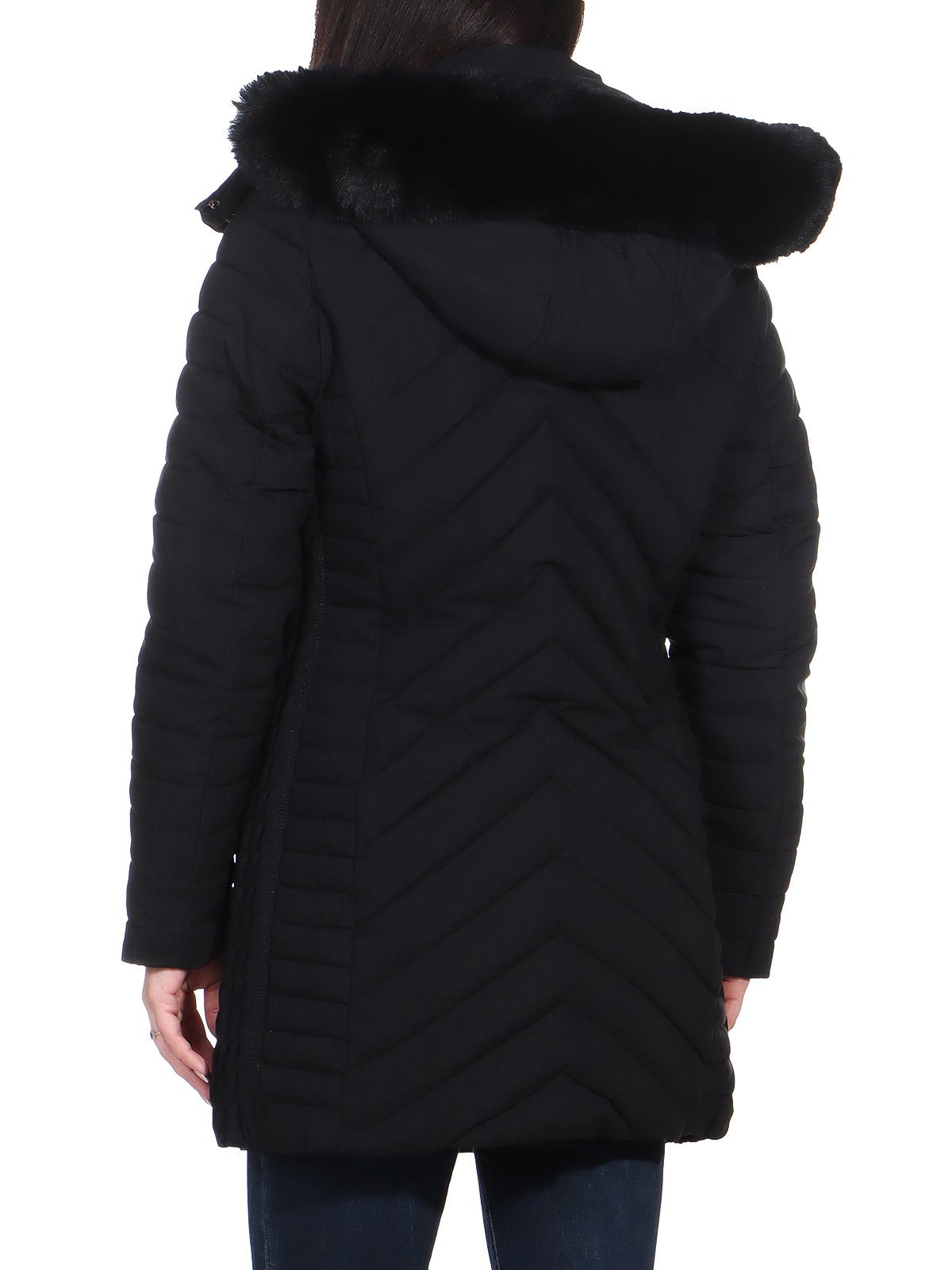 Aurela Damenmode Steppjacke Damen Outdoor Jacke mit Teddyfell - LH105 - mit Kapuze mit Teddyfell