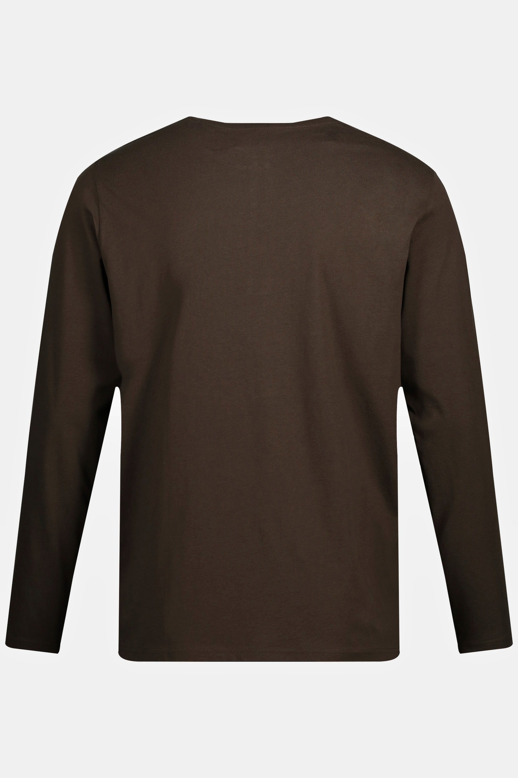 Shirt Basic 8XL Knopfleiste T-Shirt haselnuss Langarm JP1880 Henley bis