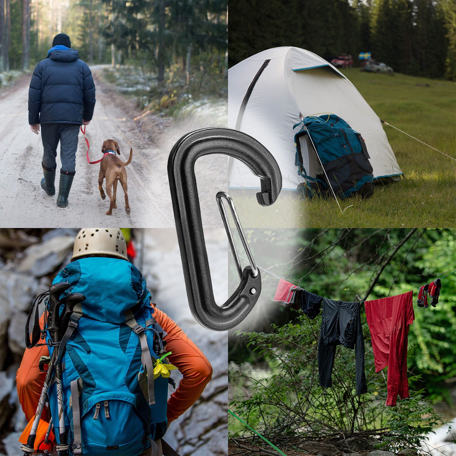 alca Karabiner Karabiner-Haken 10er Set Tragkraft 10 kg Camping Outdoor Freizeit, (10 St)