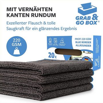 CARBIGO Microfasertücher, Allzwecktücher Auto und Haushalt, Poliertuch 220 GSM Mikrofasertuch (80% Polyester,20% Polyamide, 25x25 cm, Multipack-Box, 20-tlg., Set, Mikrofasertücher für Autopflege, Autopolitur, Trockentuch)