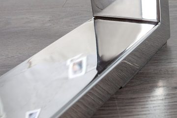 riess-ambiente Couchtisch BARRACUDA 110cm natur / silber (Einzelartikel, 1-St), Wohnzimmer · Massivholz · Glasplatte · eckig · Edelstahl · Industrial