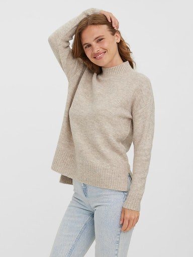 Vero Moda Stehkragenpullover VMLEFILE OVERSIZE BOXY BLOUSE GA NOOS birch melange