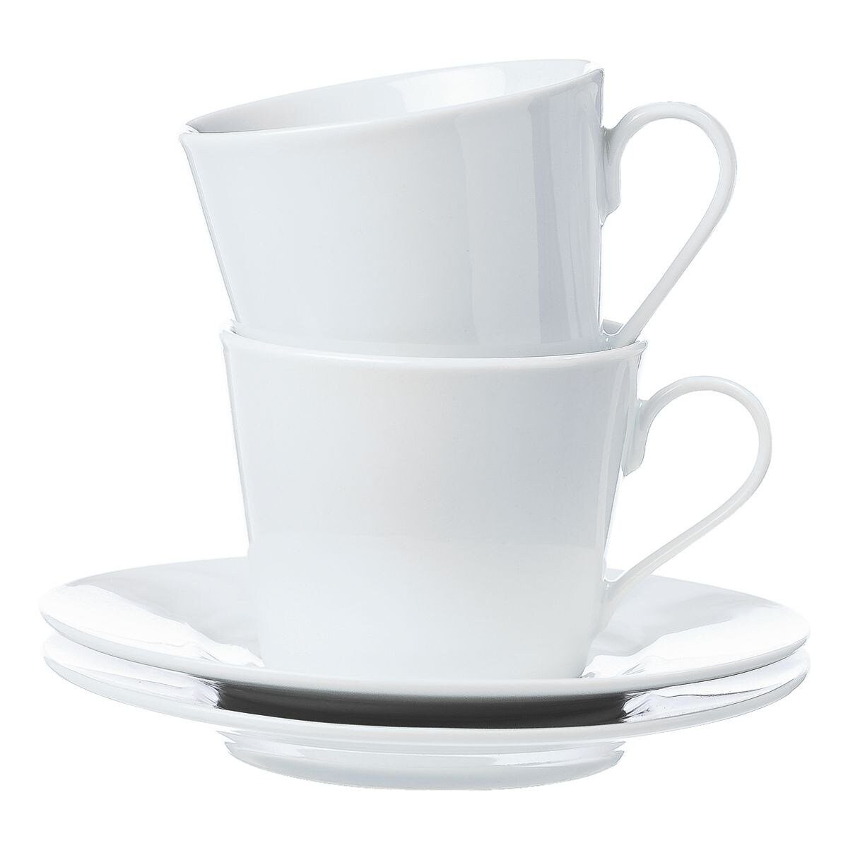 Ritzenhoff & Breker Kaffeeservice Bianco (4-tlg), Kaffeetasse mit Untertasse, spülmaschinen-/ mikrowellengeeignet