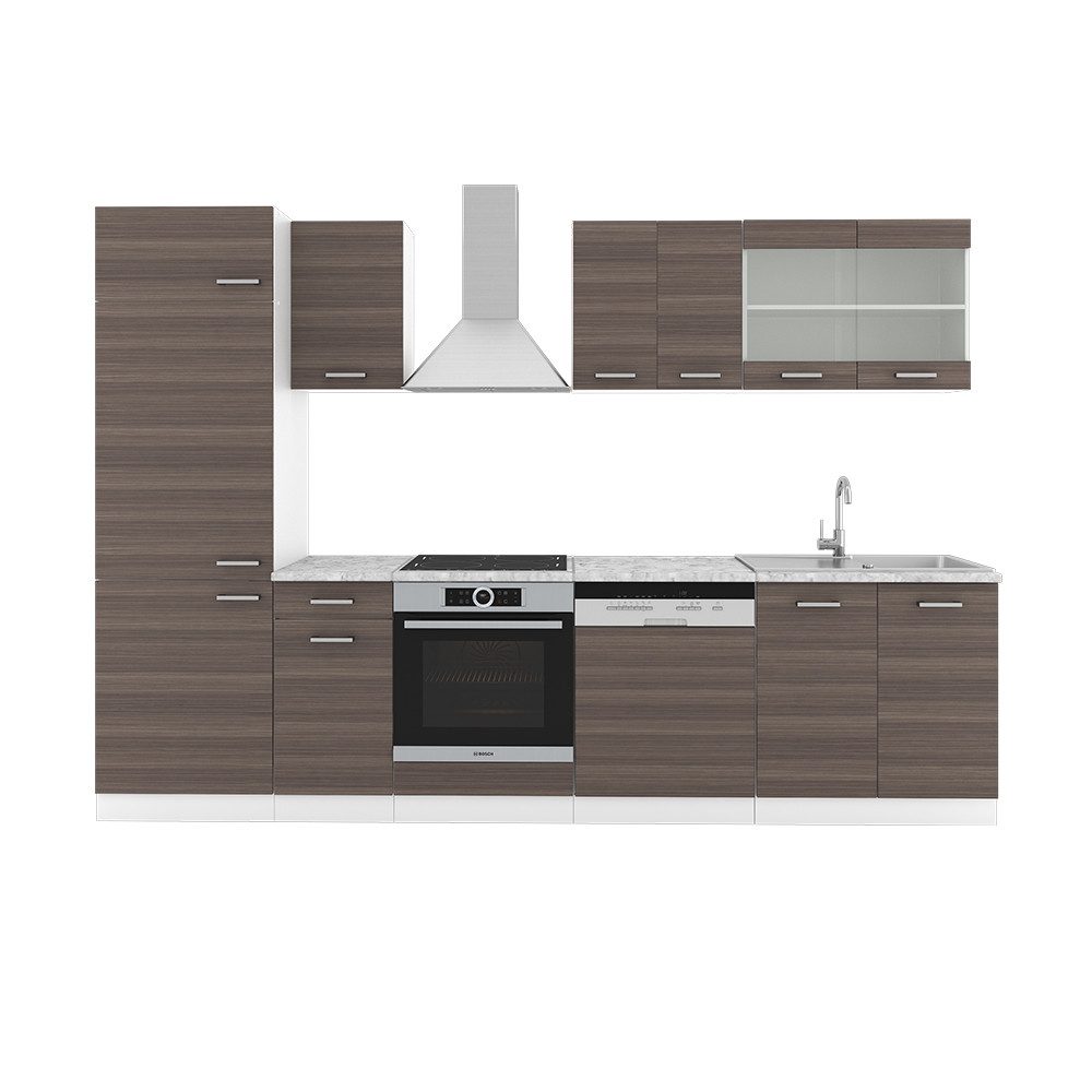 Vicco Küchenzeile R-Line, Grau/Weiß, 300 cm günstig online kaufen